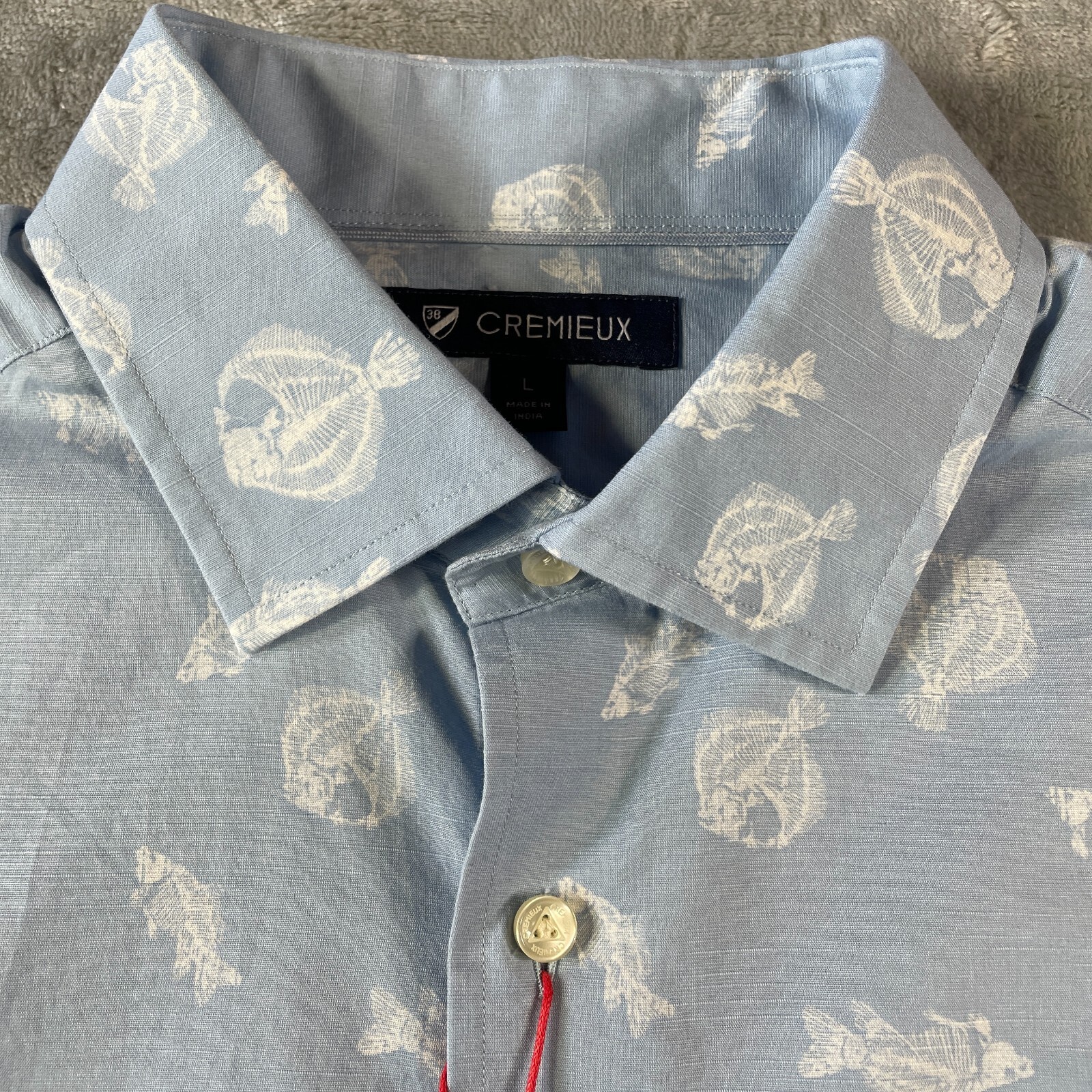 Cremieux Shirt Men Large Blue Fish Print Long Sleeve Resort Vacation Preppy
