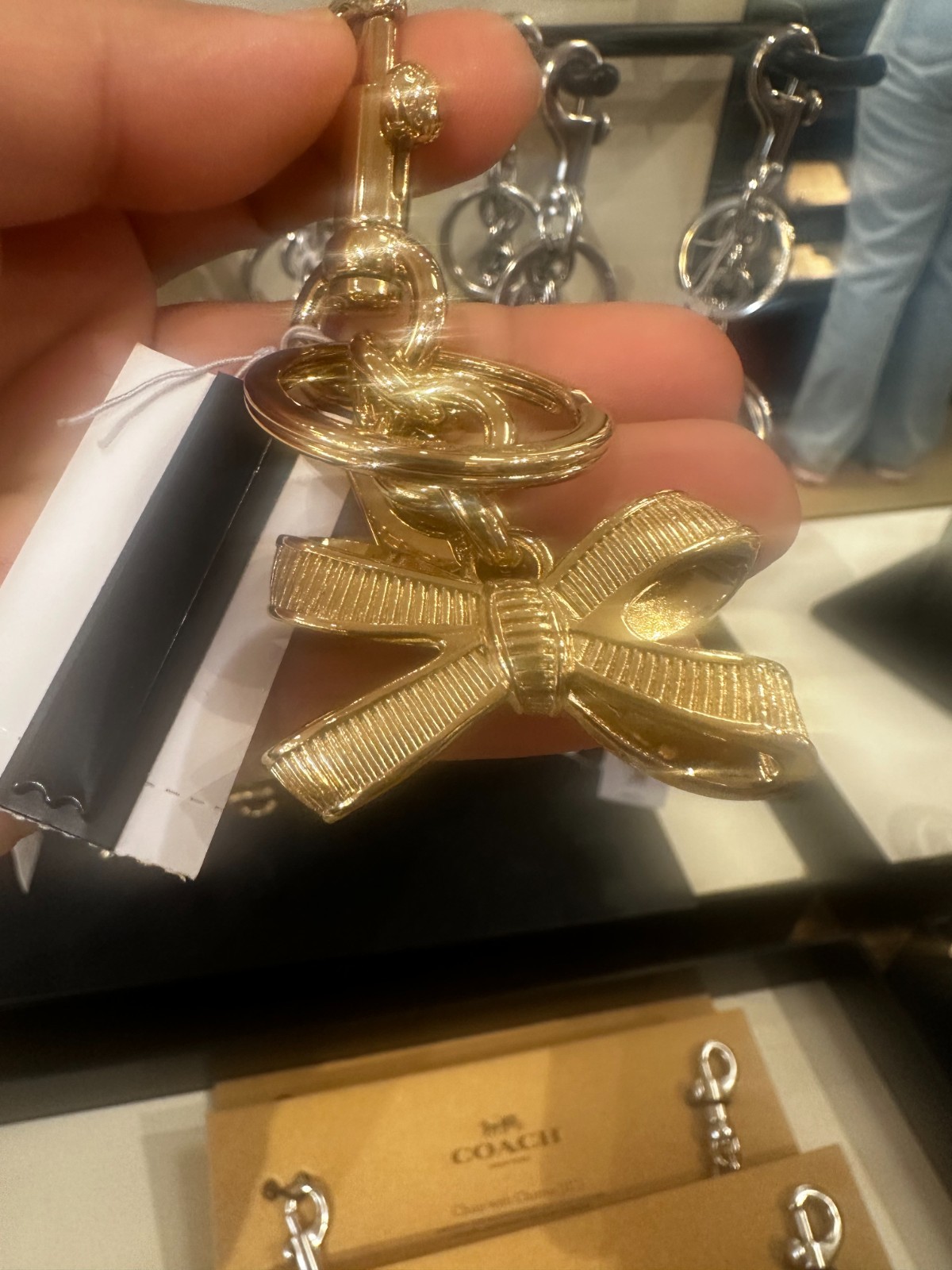 NWT Coach CEM83 Bow Bag Charm Gold/Gold CEM83 with Dust bag🎀