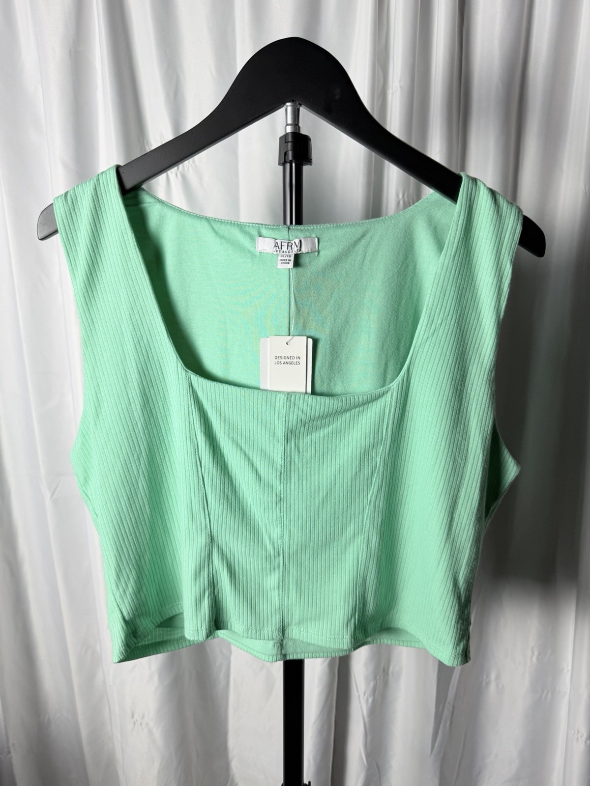 AFRM Lea Ribbed Square Neck Crop Top XL Spearmint NWT Corset Style