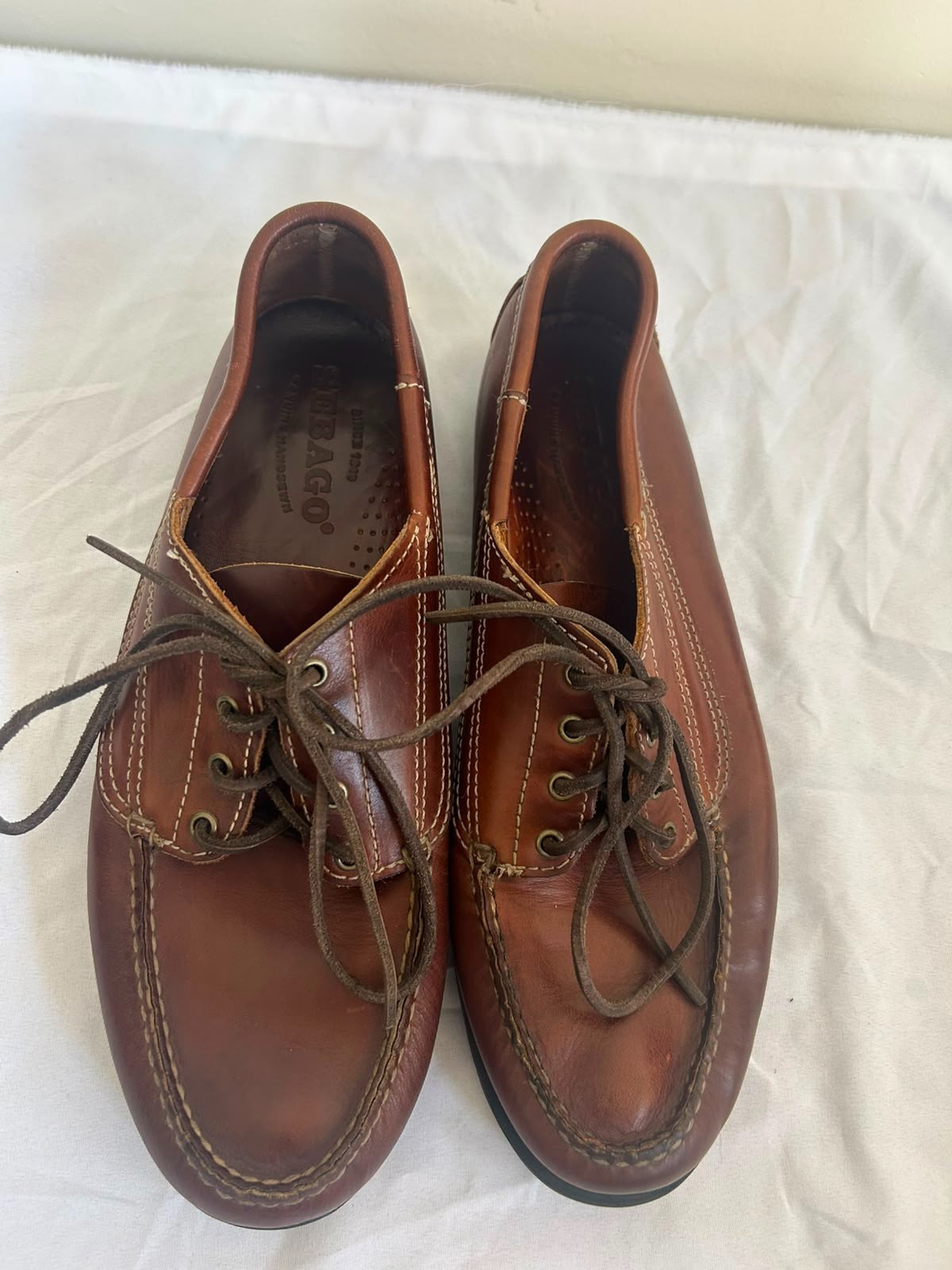 Sebago Genuine Handsewn Mens Brown Leather Moc Toe Oxford Size US 11W EUR 45