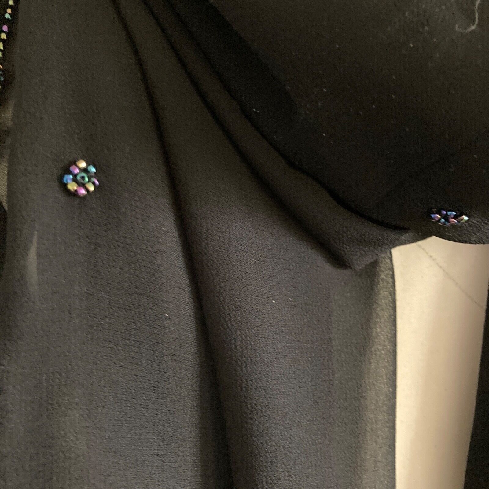 Scarf India 76 in Black Sheer Multicolor Beads Shawl Shayla Ghoonghat