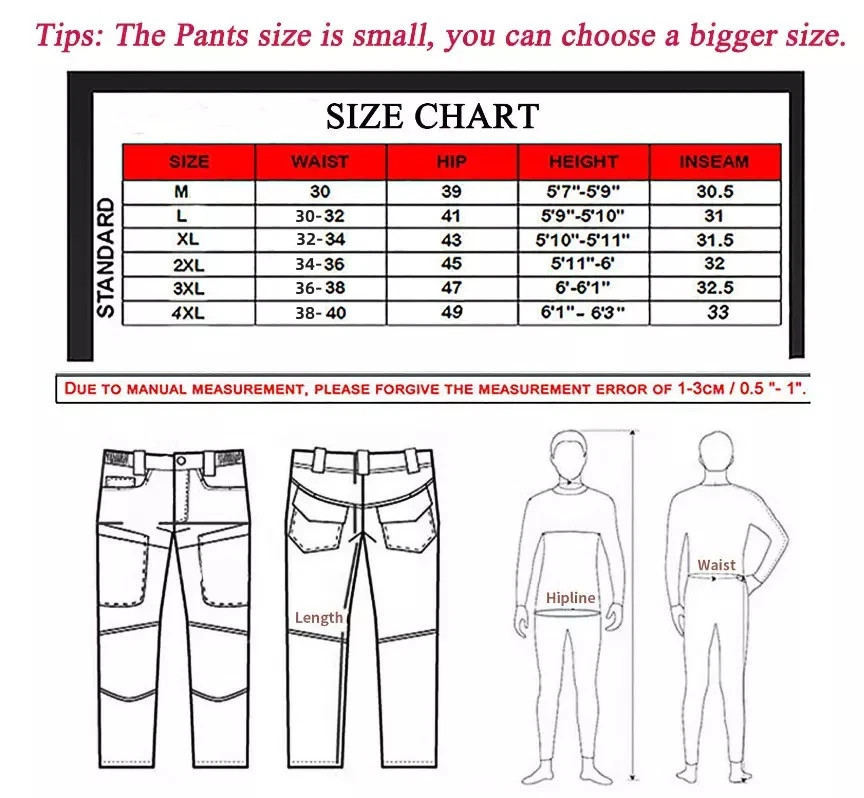 Waterproof Mens Cargo Pants Work Combat Pants Outdoor Hiking Trousers Tactical