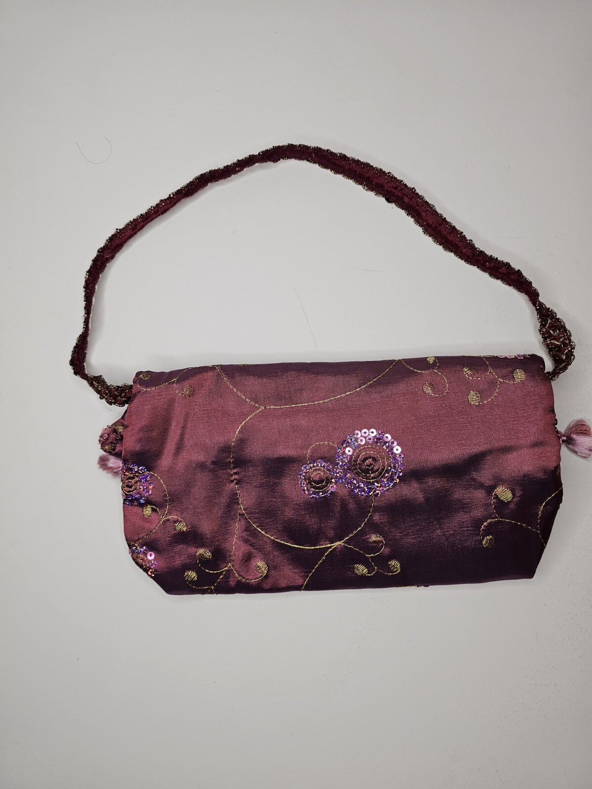 Beautiful Handmade Shoulder Bag Purse With Sequin and Tassels Y2k Retro Look