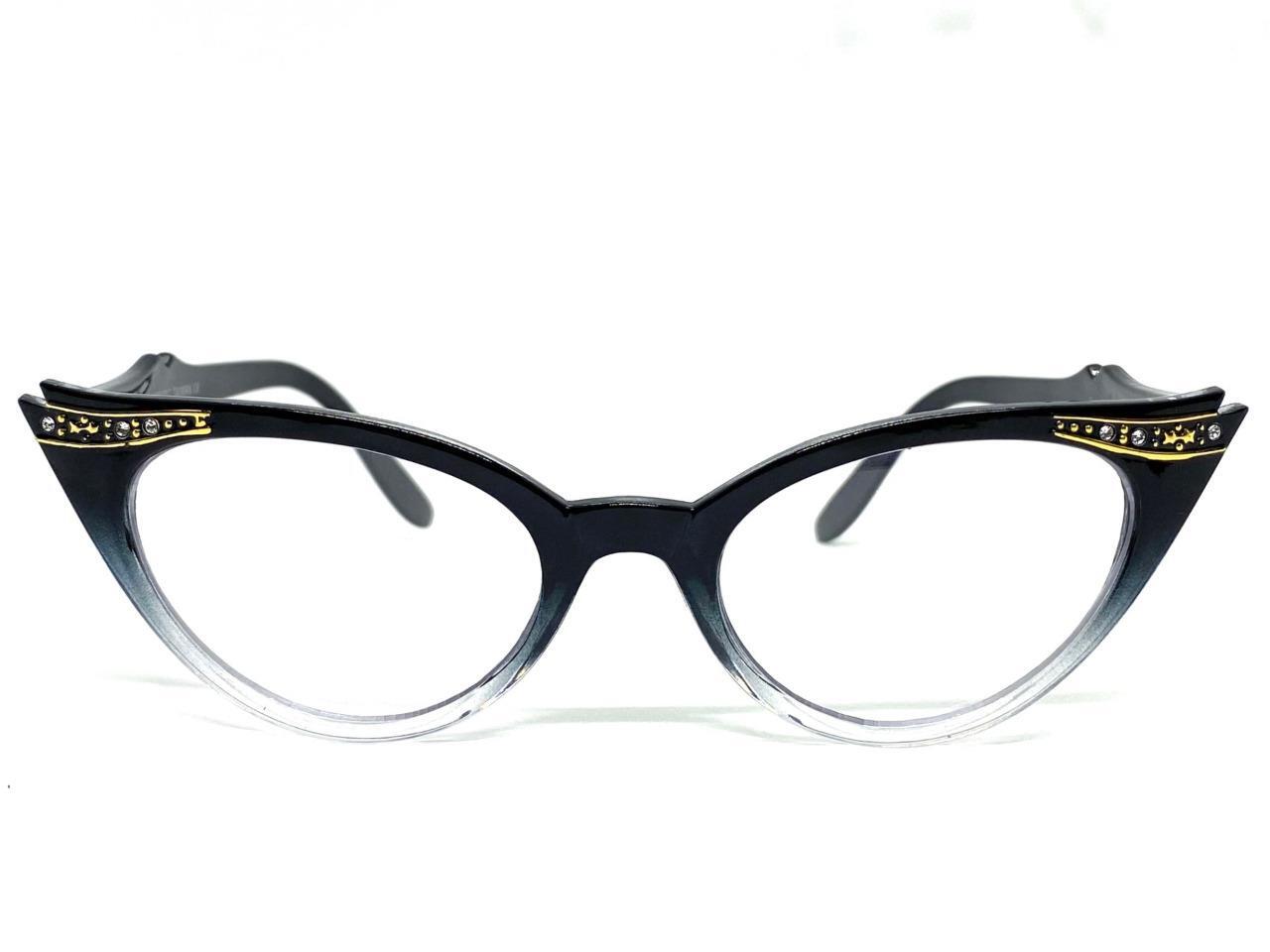 Classy Elegant 50s RETRO Cat Eye Style Clear Lens EYE GLASSES Pointy Black Frame