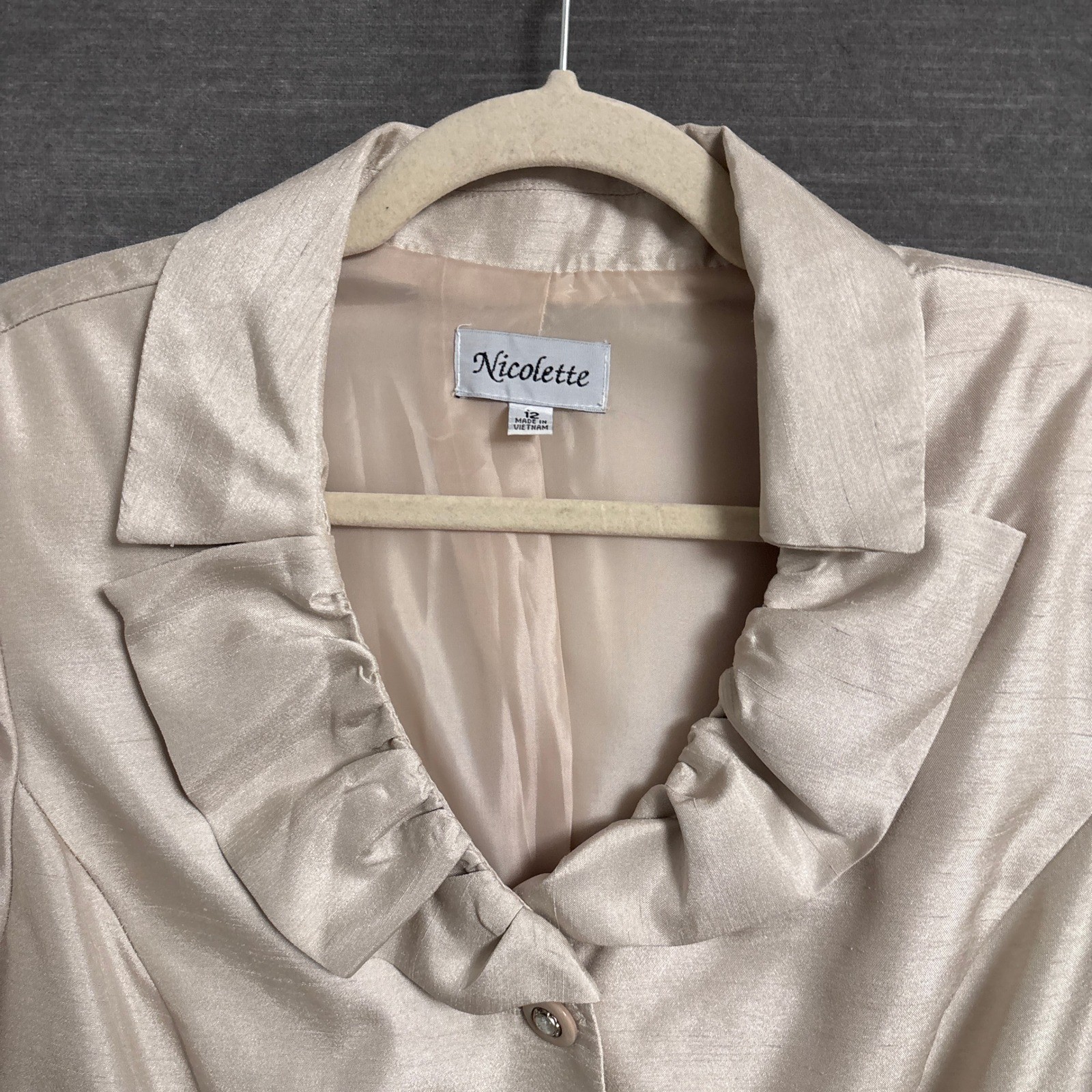 Nicolette Skirt Suit 12 Champagne Ruffle Cream Shimmer Formal Mother Wedding