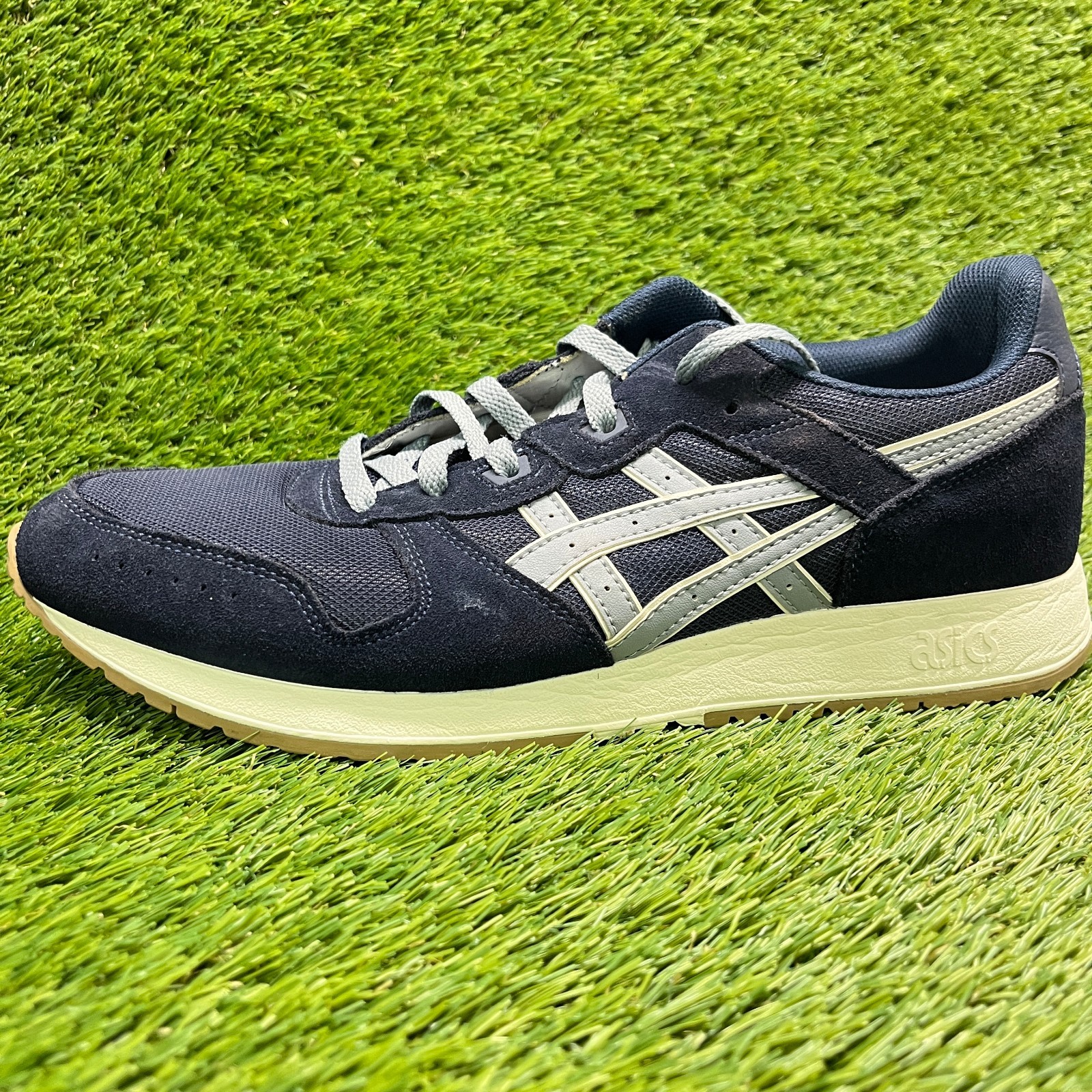 Asics Lyte Classic Mens Size 12 Navy Gray White Athletic Running Shoes Sneakers