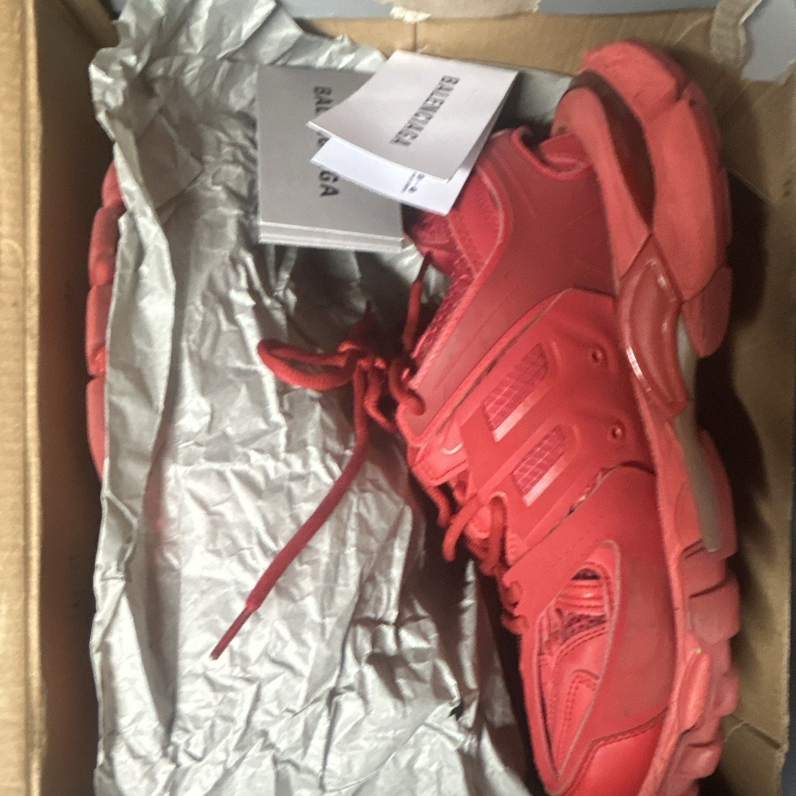 Balenciaga Track Men’s Red Low Top Lace-Up Mesh Athletic Sneakers