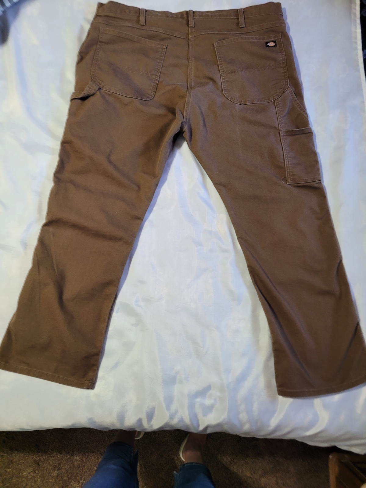 Dickies Mens Tan/Brown Carpenter Cargo Utility Work Pants Zip Closure Sz 40×30