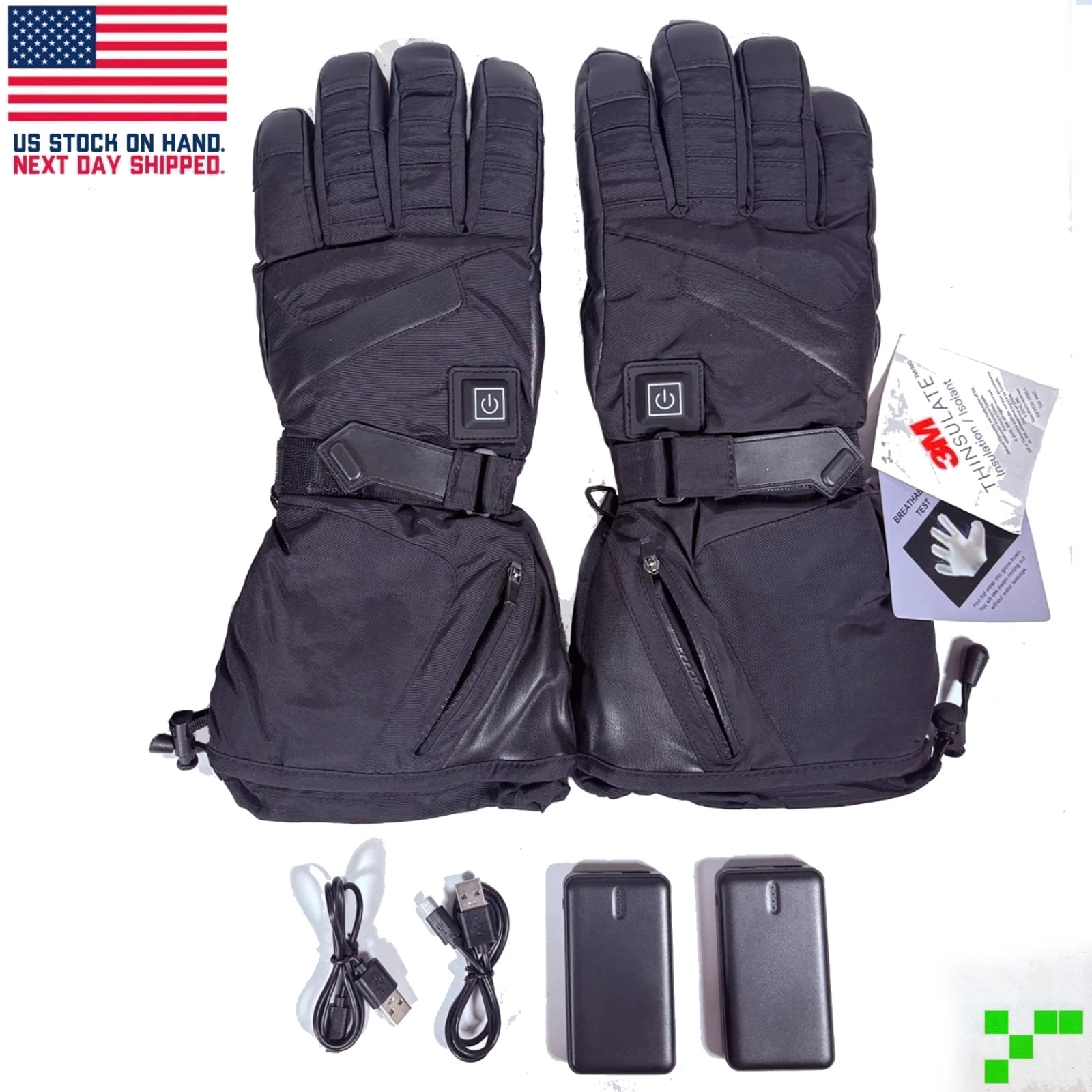 Heated Gloves Touch Screen 3M Thinsulate Waterproof Insulated 4000mAh Battery x2