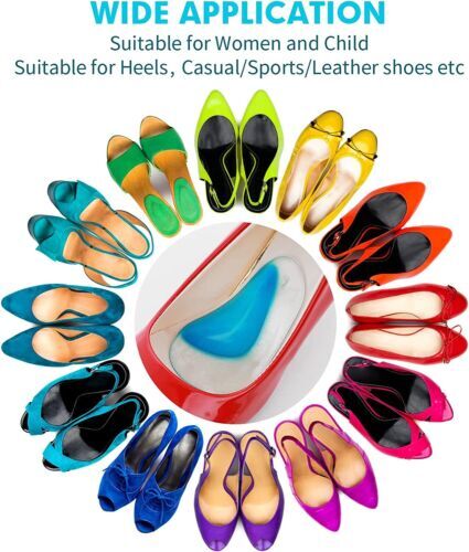 4 Pcs Arch Support Shoe Insoles Plantar Fasciitis Gel Sticky Reusable Cushionss