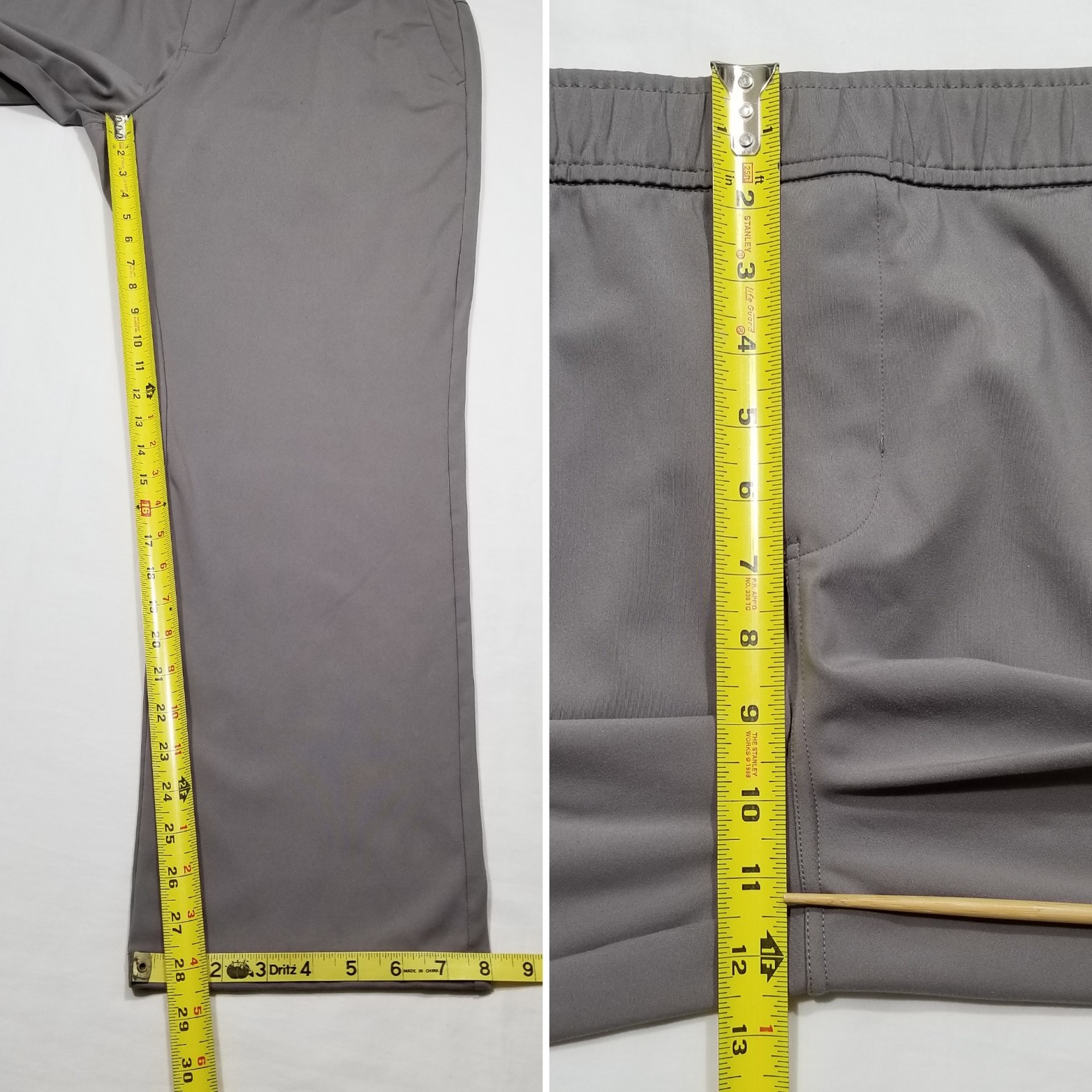 Z by Zella Men L Gray Activewear Straight Pants Pull On Elastic Waist Faux Fly