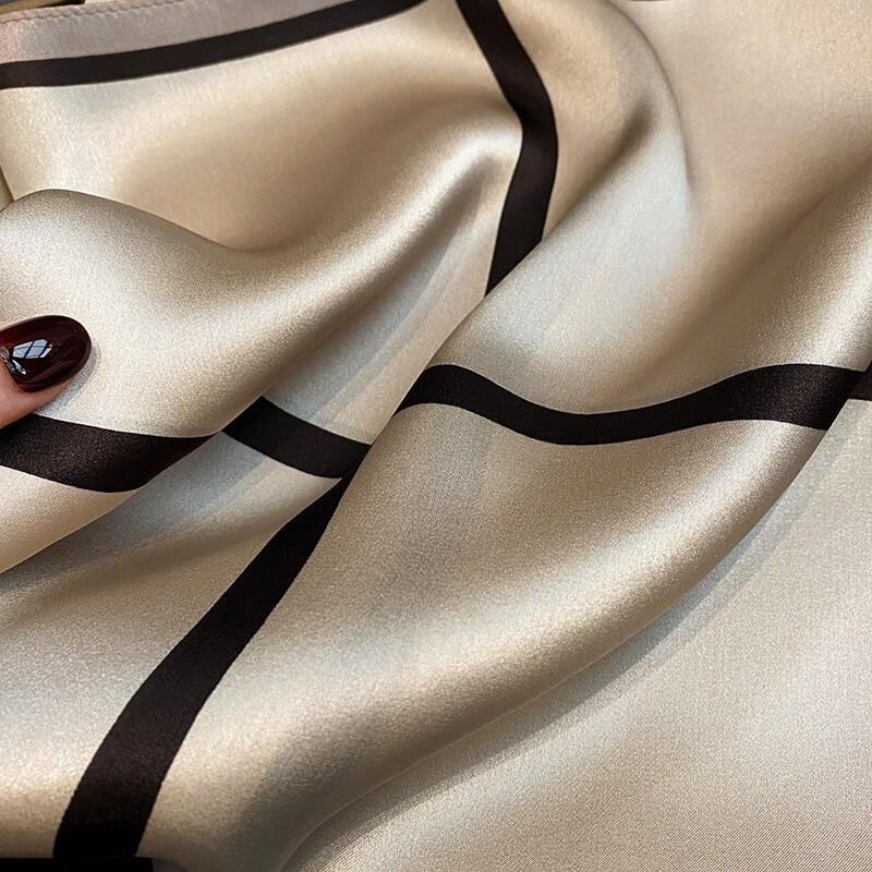 100% Mulberry Silk 27″ Square Scarf Women Neckerchief Wrap Fashion Design Check