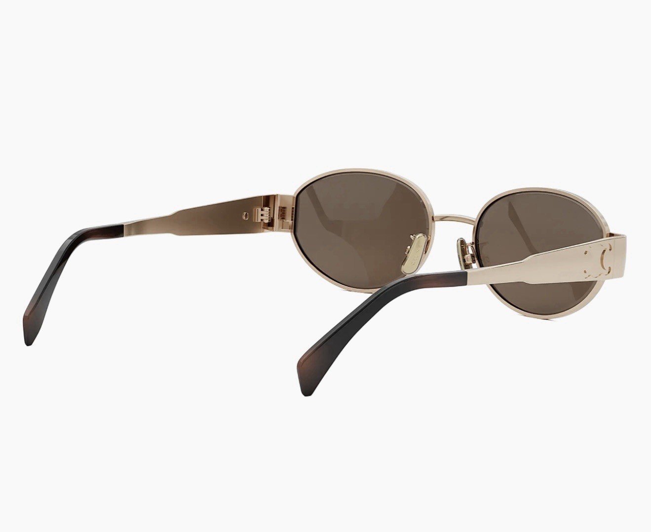 Celine CL40235U 28E Triomphe Metal Oval Sunglasses Rose Gold Brown AUTHENTIC