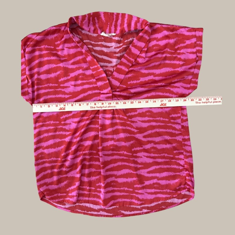 Entro Pink Zebra Animal Print V-Neck Sleeveless Blouse Top Small