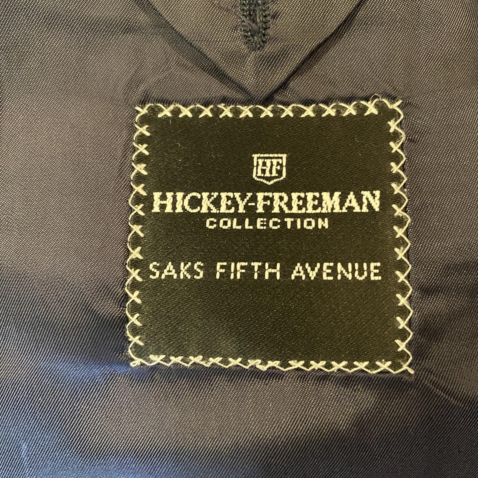 Hickey Freeman Suit Mens 42R 36×30 Blue Check Wool 2 Piece Saks Fifth Two Button