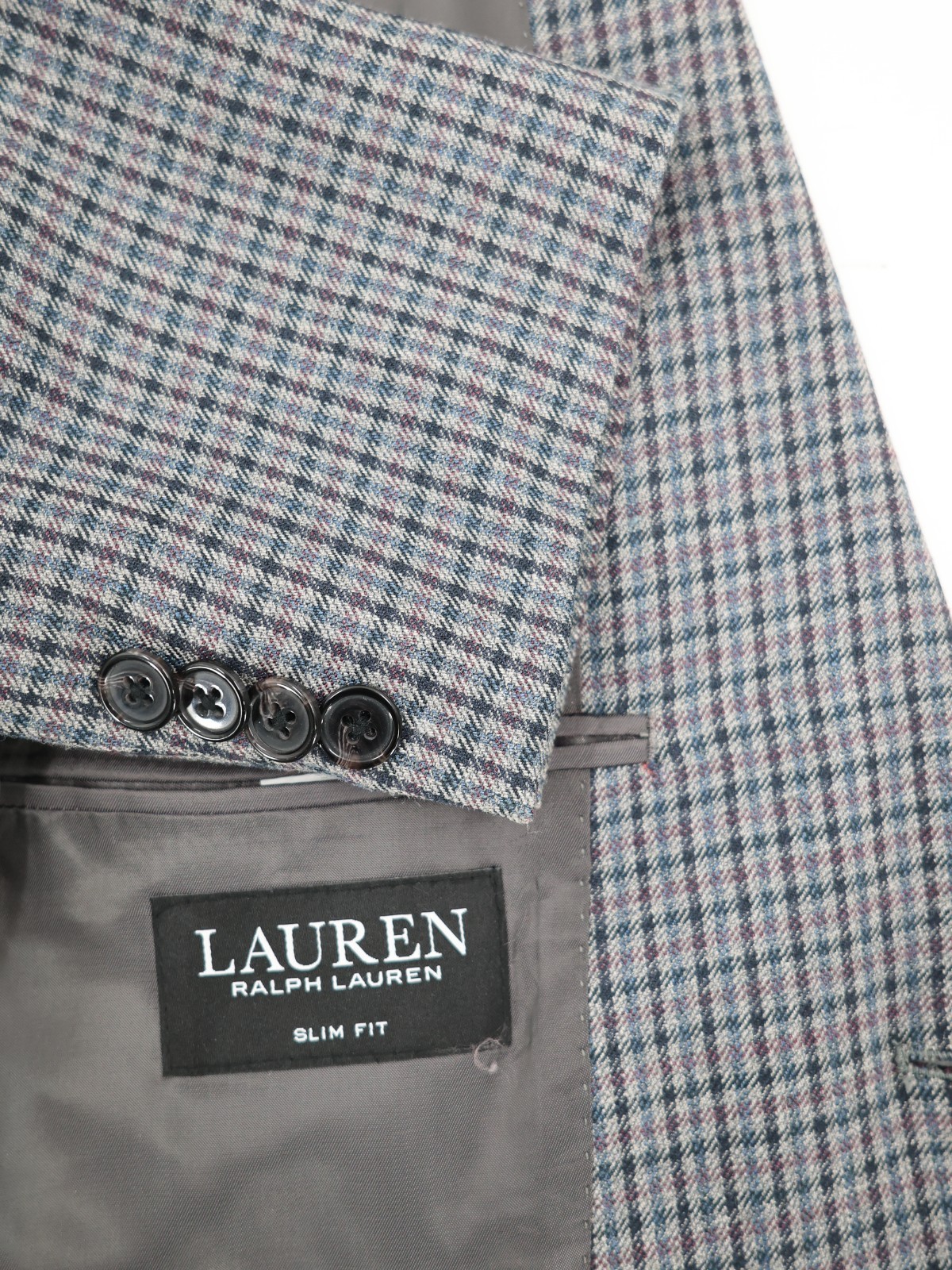 Lauren Ralph Lauren Sport Coat Mens 38S Silk Wool Plaid check Slim Fit Blazer