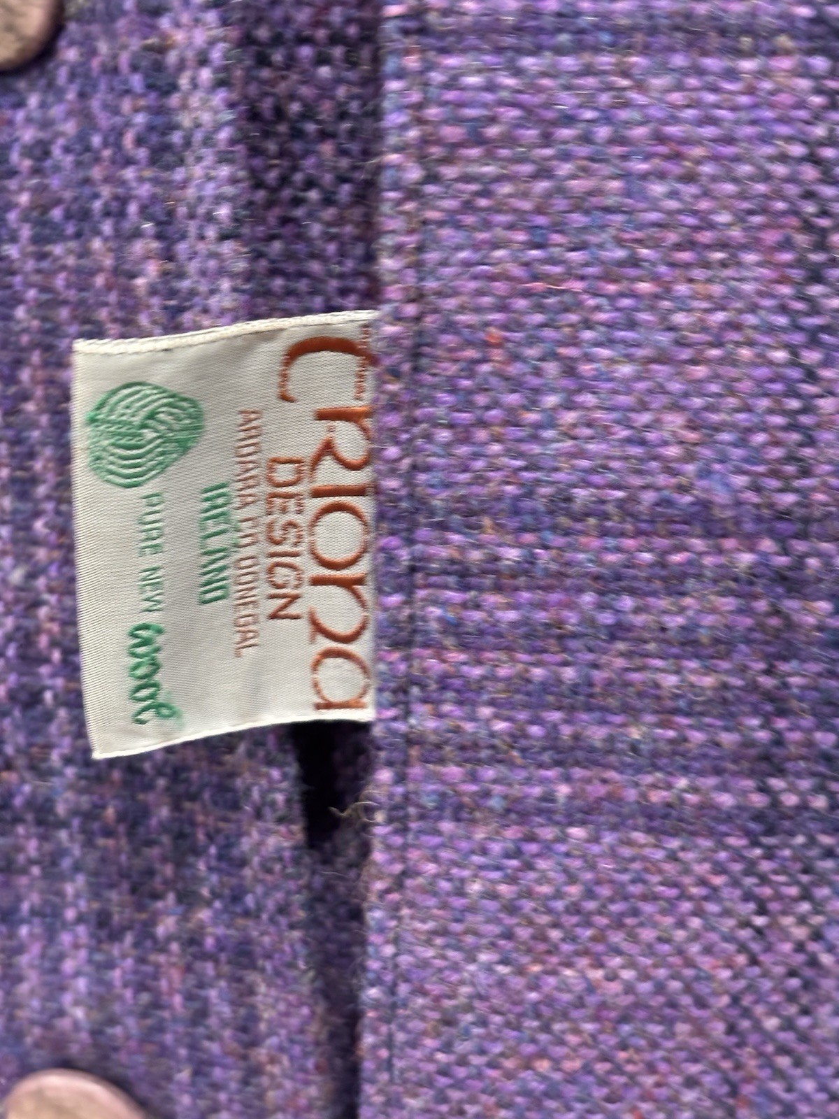 Ireland A Triona Design 100% pure new wool Jacket W/Scarf Purple Plaid Women’s L