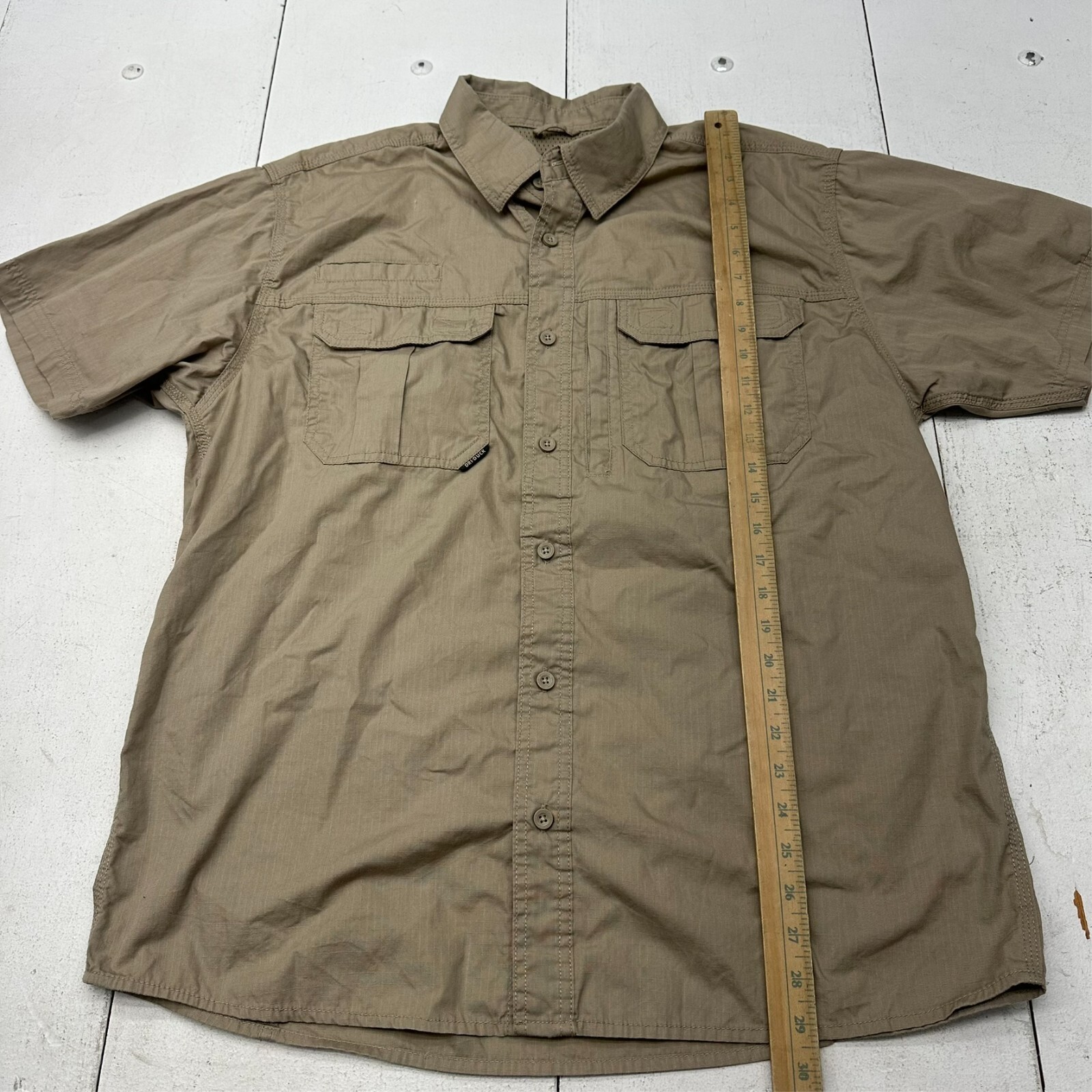 Dri Duck Brown Short Sleeve Craftsman Comfort Collared Shirt Mens Size Large