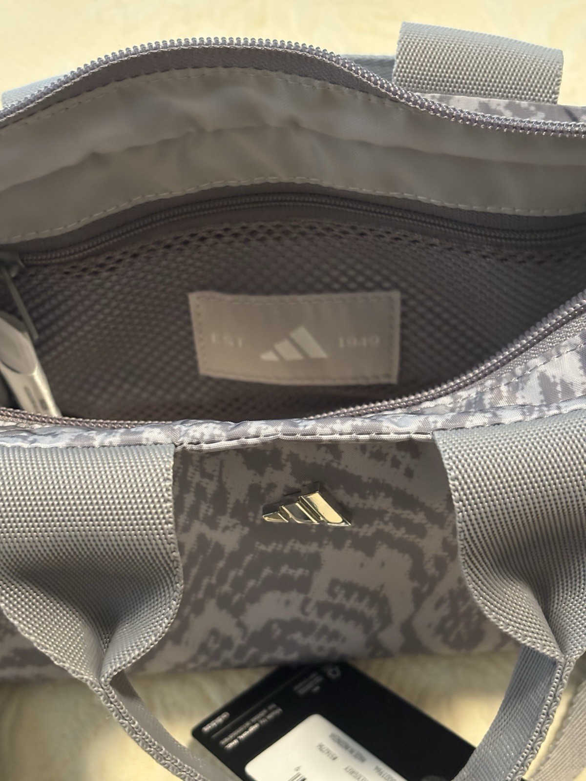 Adidas Perf Micro Mini Tote Reptile Halo Silver-Gray Handles & Cross Body Strap