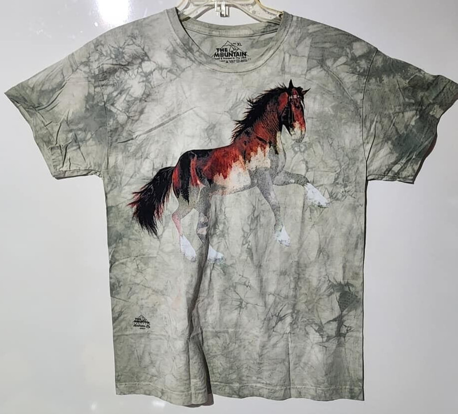The Mountain Horse Tie Dye T Shirt Andreas Lie Youth Light Green XL New