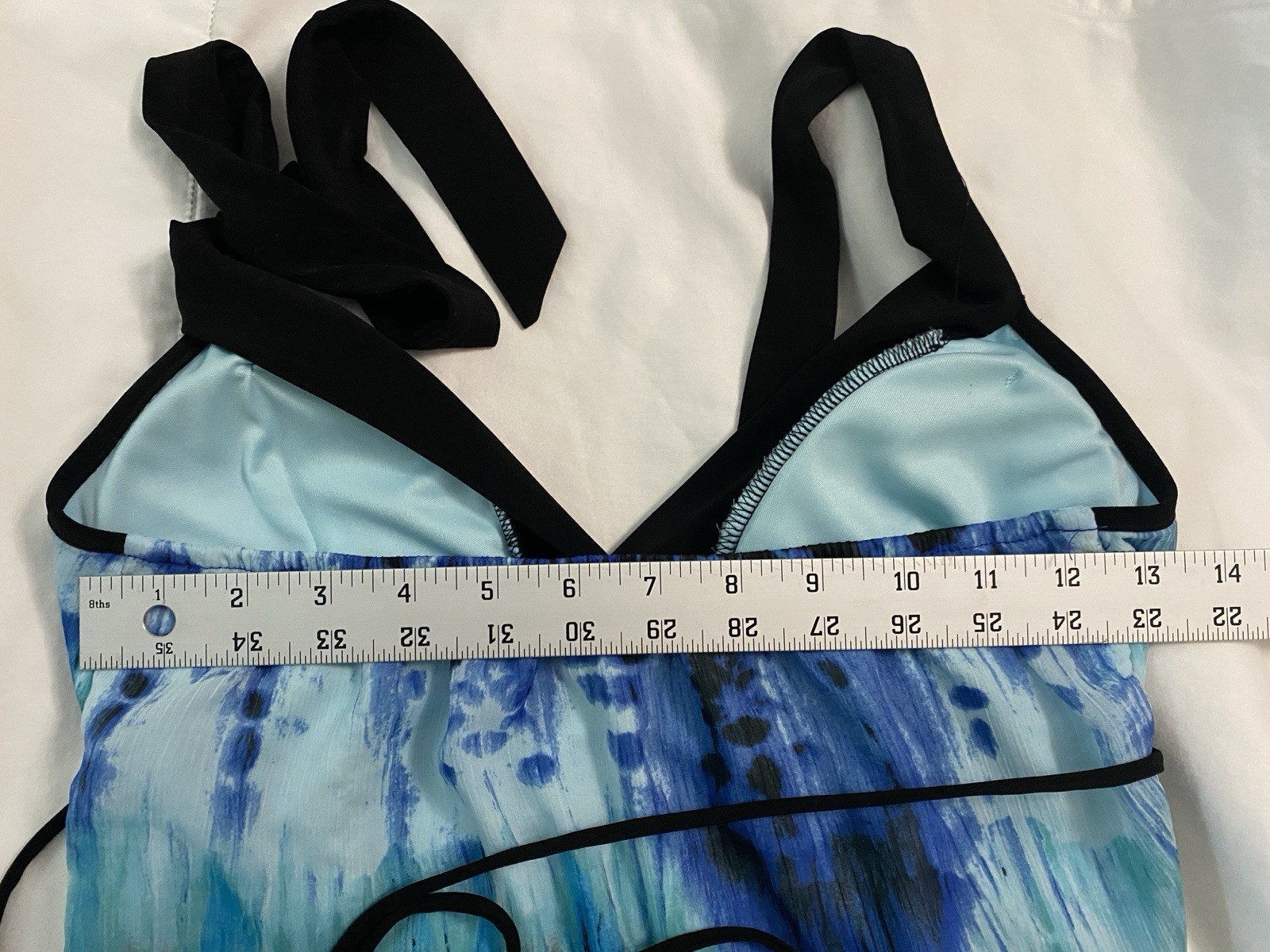 B-Wear Halter Top-Womens S, Blue Black Teal, Fully Lined
