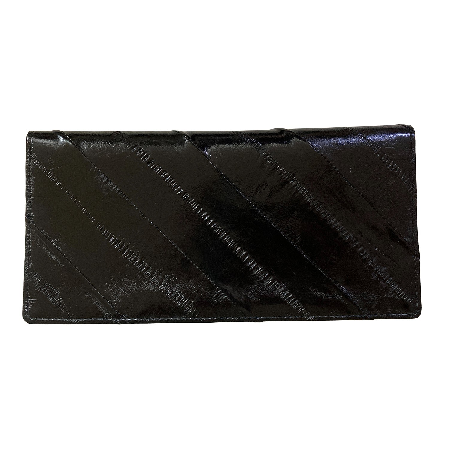 Genuine Eel Skin Wallet Coin Purse Slim Wallet Bifold Purse – BLACK