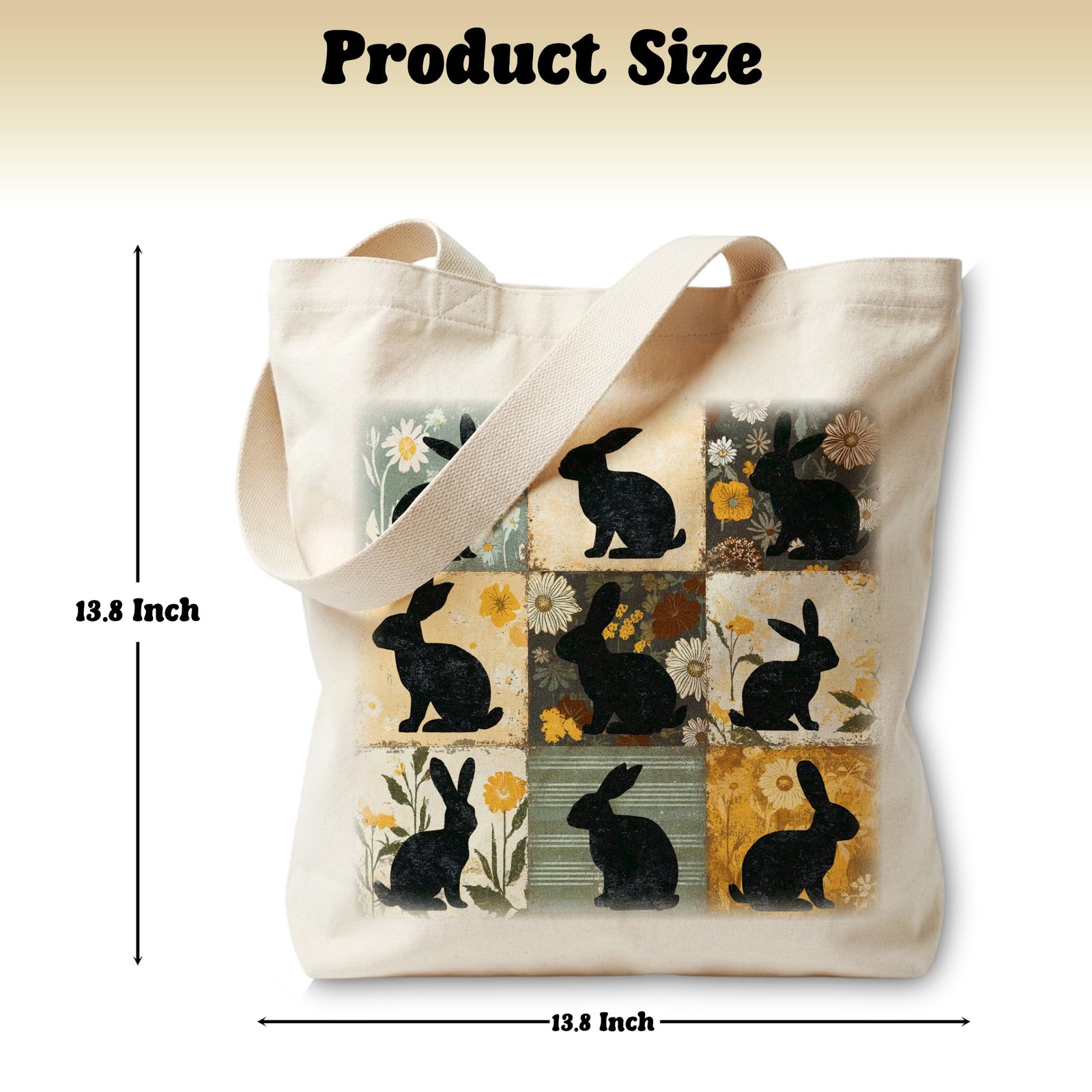 LRYBUD Bunny Tote Bag for Women, Canvas 13.8 x x 0.6 inches, Purple