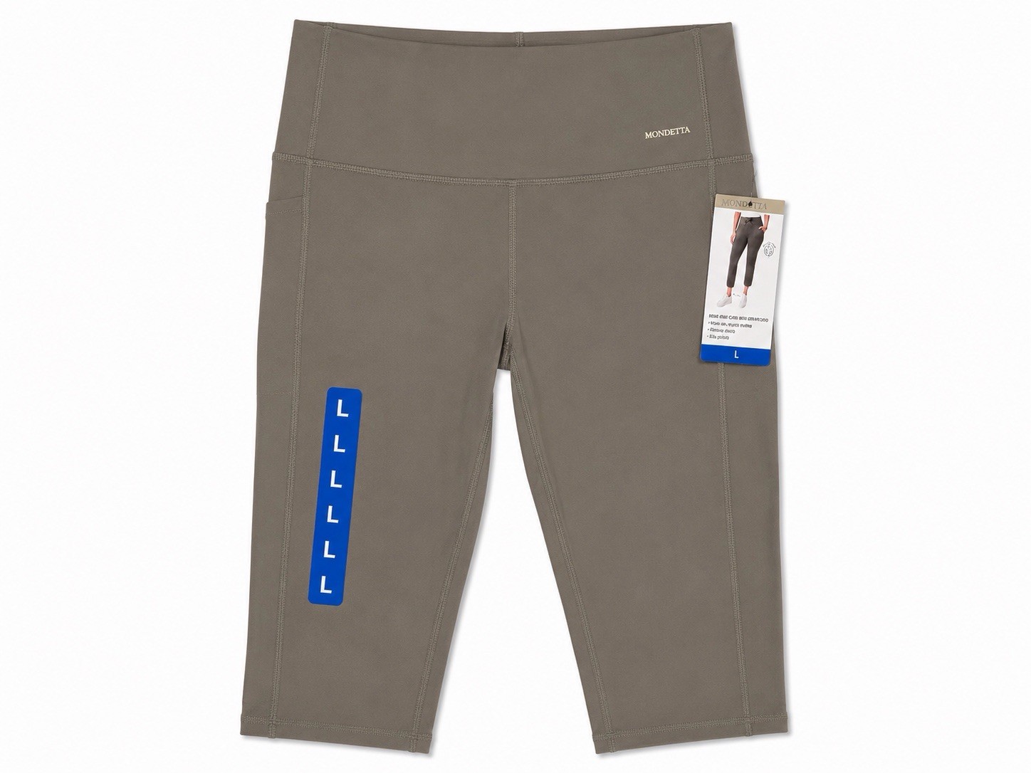 Mondetta Women’s High Rise Capri Leggings Taupe Size Large