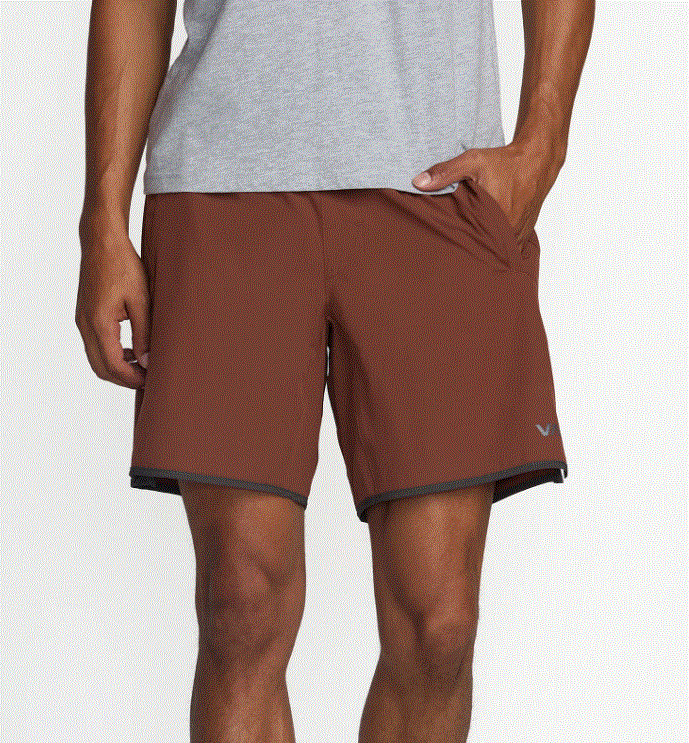 $70 RVCA Men’s Yogger Stretch Contrast 17 Shorts-Red Earth-Medium-New With Tags