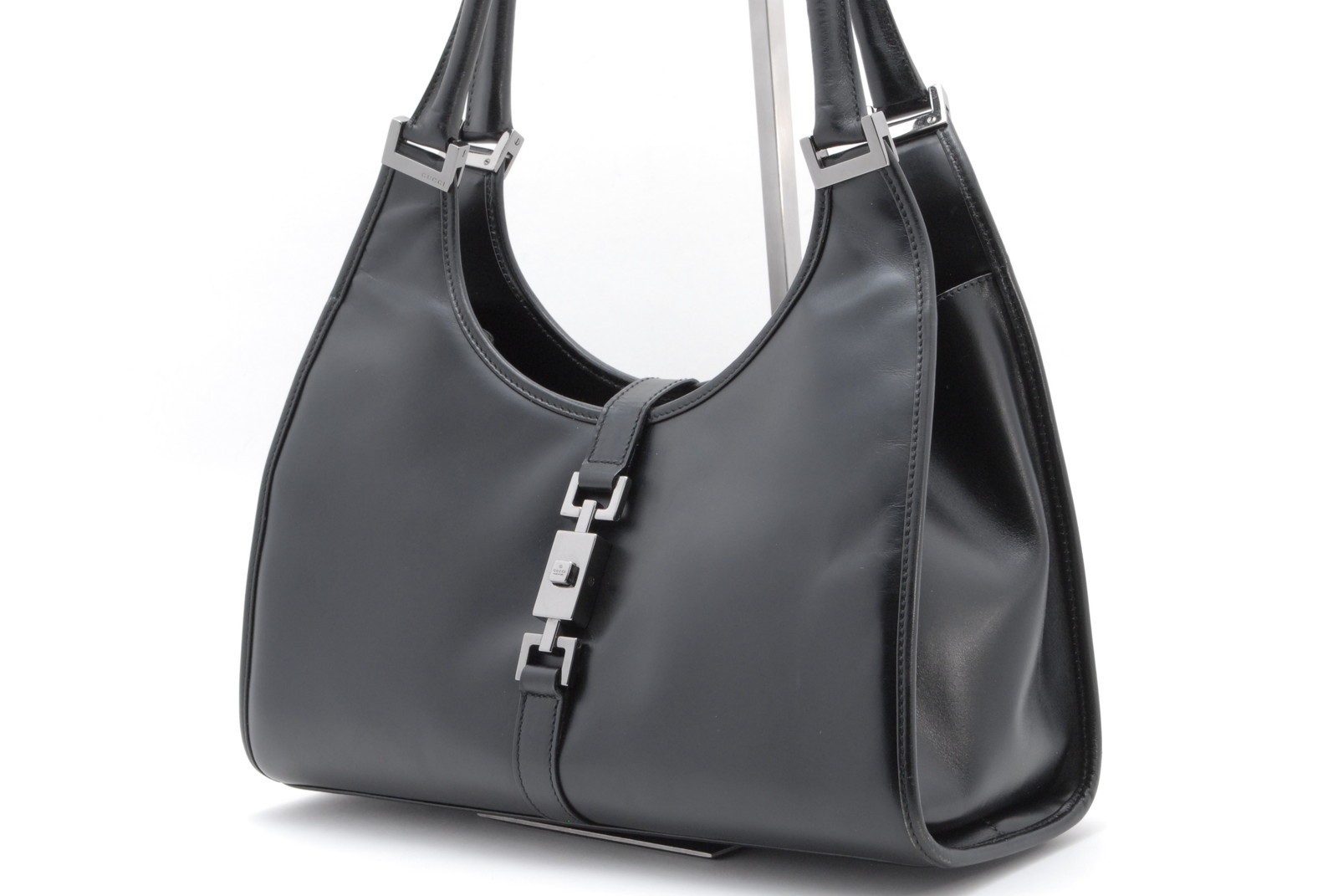 GUCCI Jackie Black Leather Hand Bag