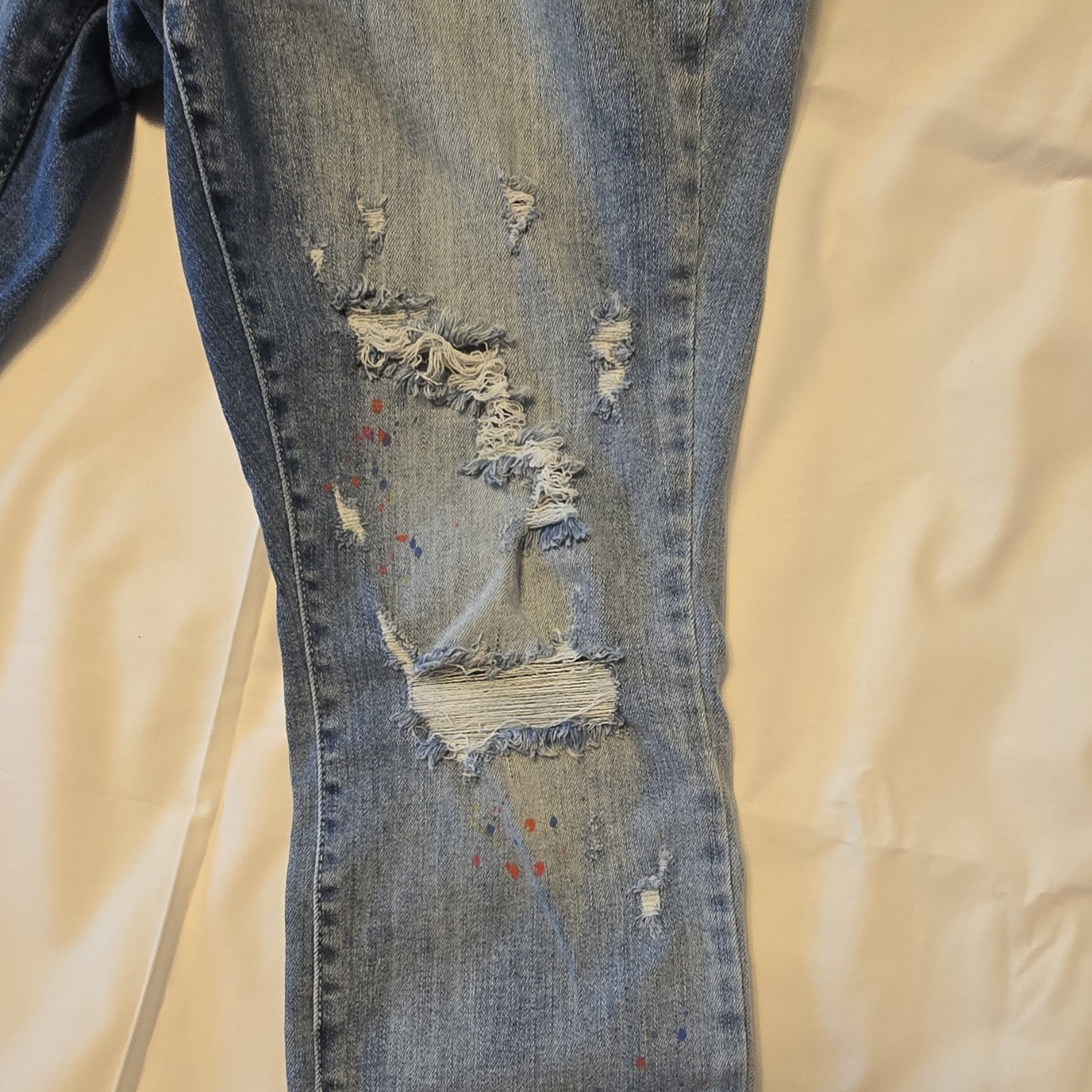 Judy Blue Jeans Boyfriend Fit Distressed Paint Spatter Light Wash Women 18W