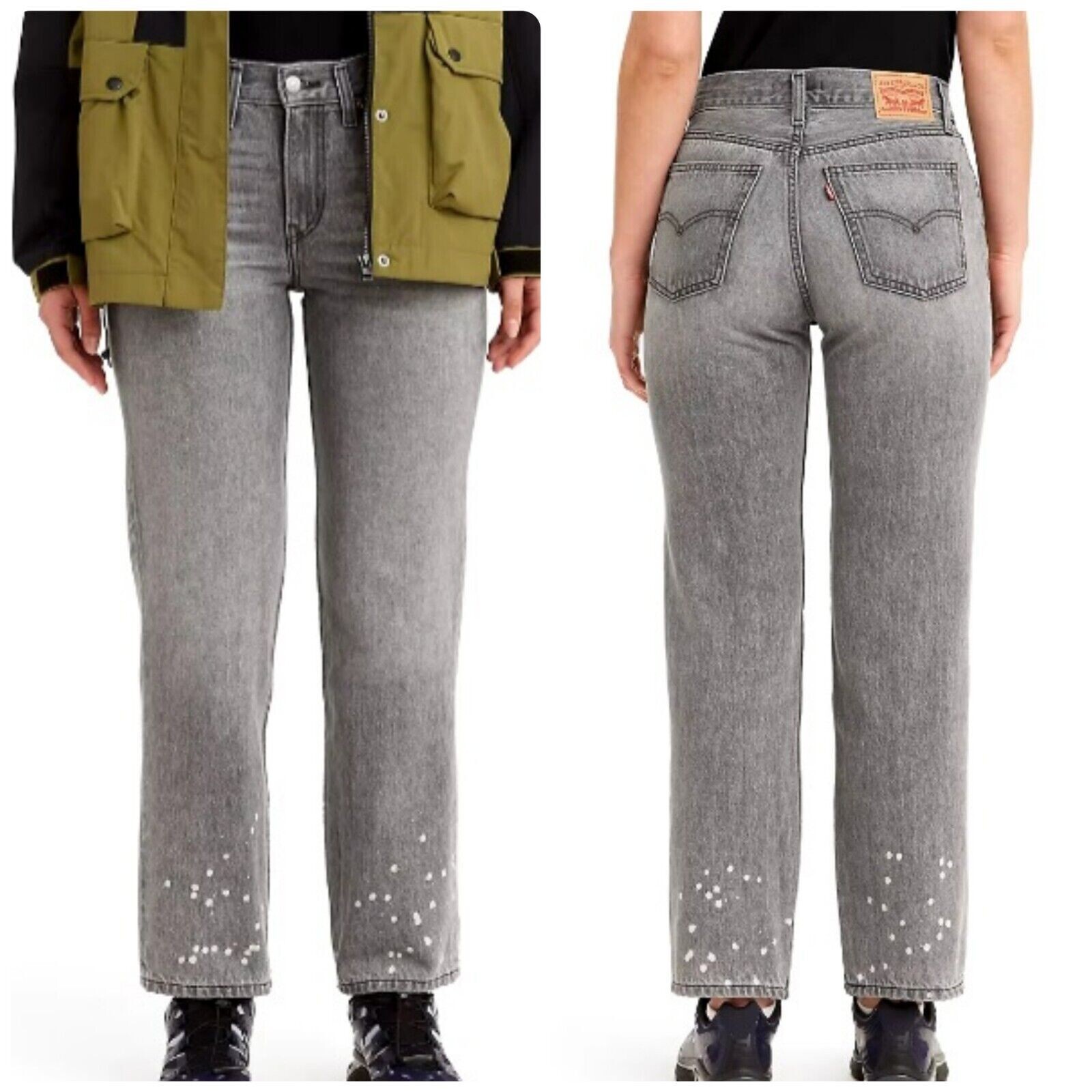 Levi’s Women’s Low Pro Light Gray Bleach Splatter Straight-Leg Jeans New w/ Tags