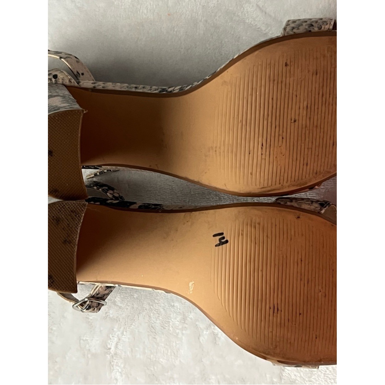 Steve Madden Snake-Print Block Heel Sandals – Beige/Black, Size 9M