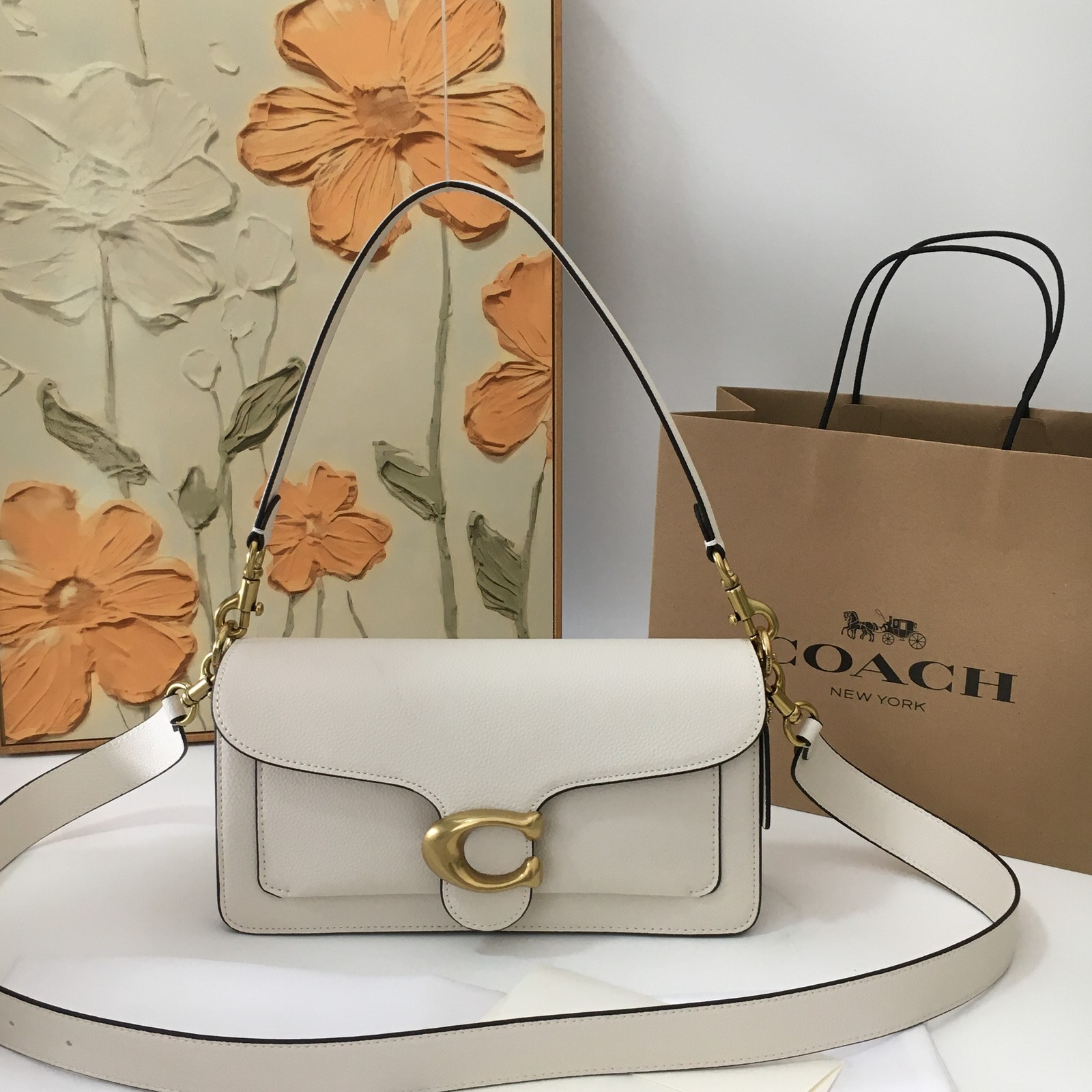 Coach Tabby Shoulder Bag 20 CM546 Chalk White Gold HW Outlet New Japan