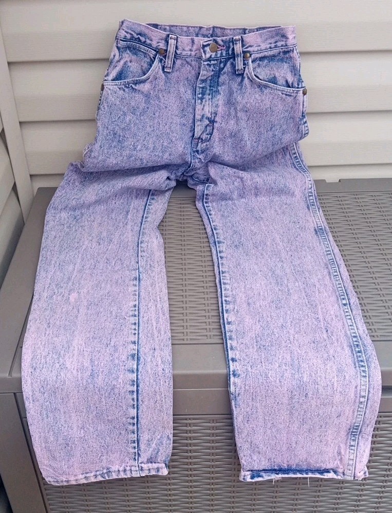 VTG Women’s 90s Light Pink Acid Wash Denim Wrangler Jeans WPL6428 7×34 13MODG