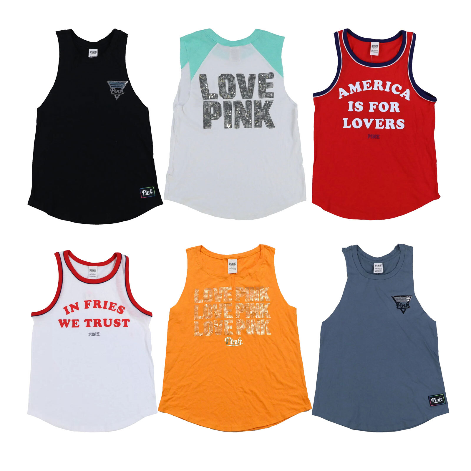 Victoria’s Secret Pink Tank Top Tee Graphic Logo Sleeveless T-Shirt New Xs S M