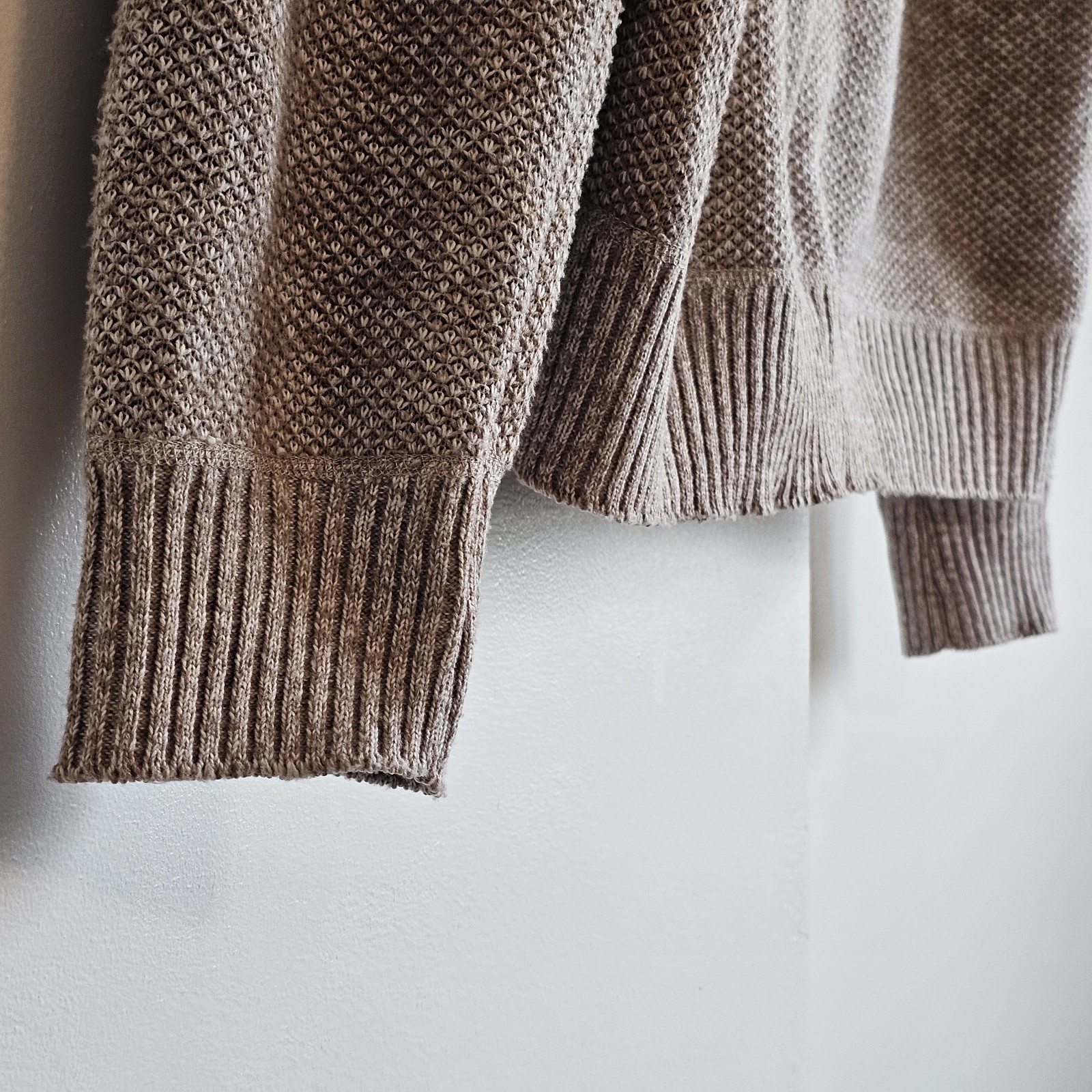 Buffalo David Bitton Full Zip Sweater Men’s L Beige Brown Mock Neck Knit