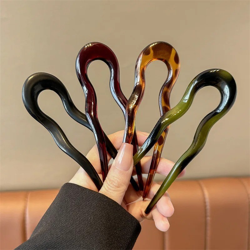 U-Shaped Hair Fork Tortoiseshell Acetate Acrylic Hairpin Fashion Hair Stick