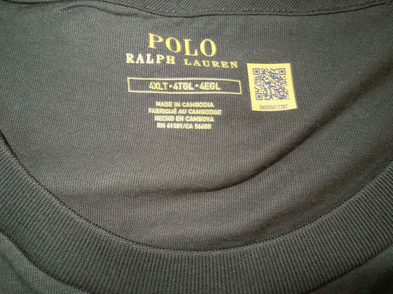 New Polo Ralph Lauren Mens Dark Green 4XLT Cotton Long Sleeve Shirt,Crew Neck