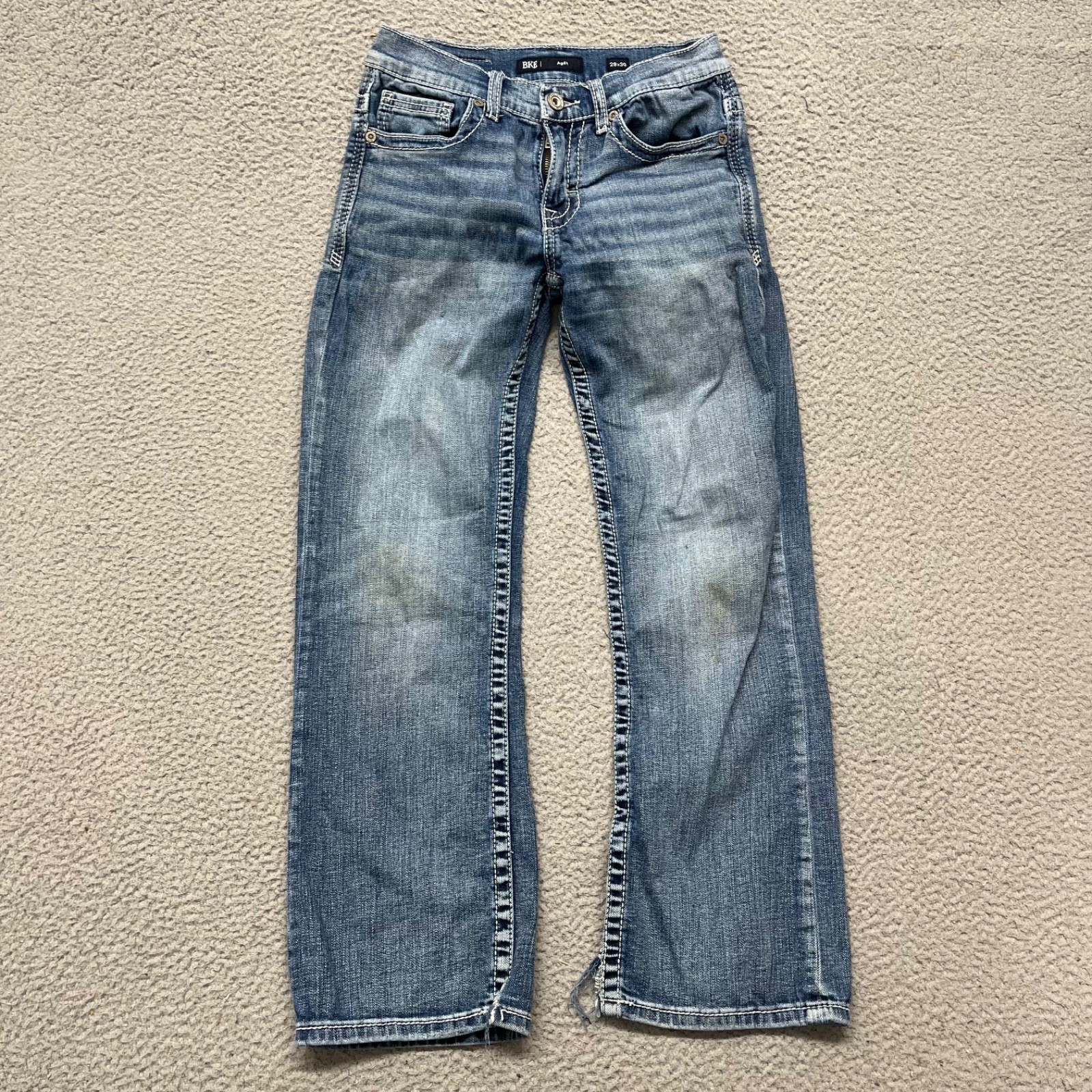 Buckle Jeans Mens 29×30 Blue BKE Aiden Straight Leg Denim Low Rise Thick Stitch