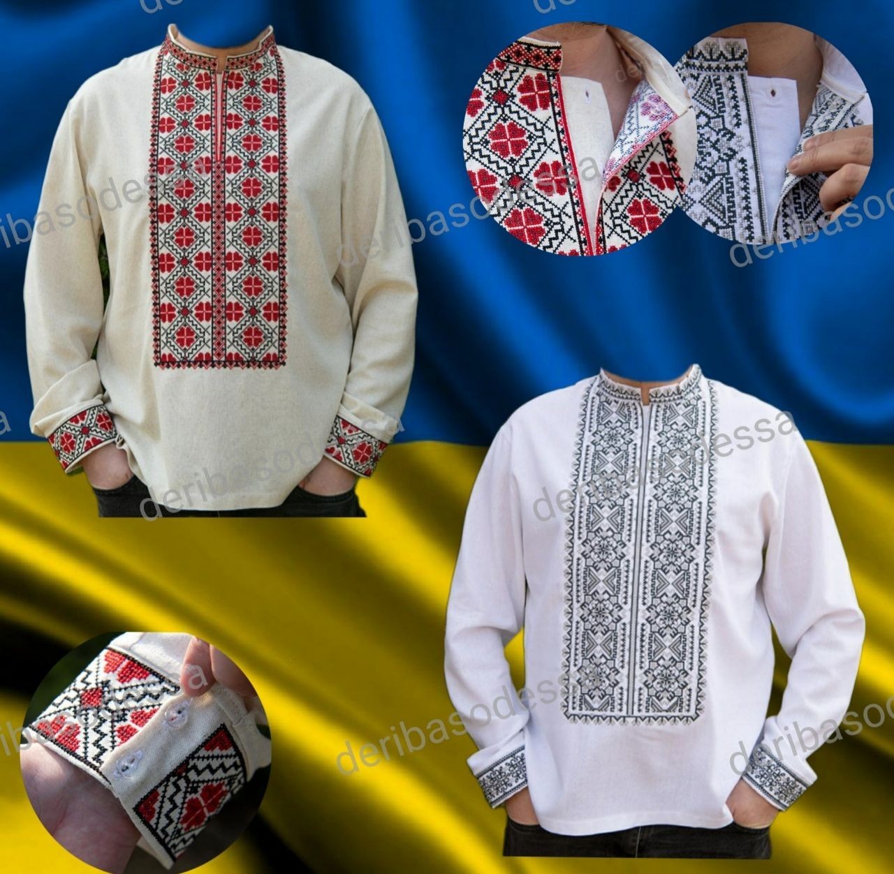 Ukrainian Embroidered Tradition shirt for men Sorochka Vyshyvanka S,M,L,XL-4XL