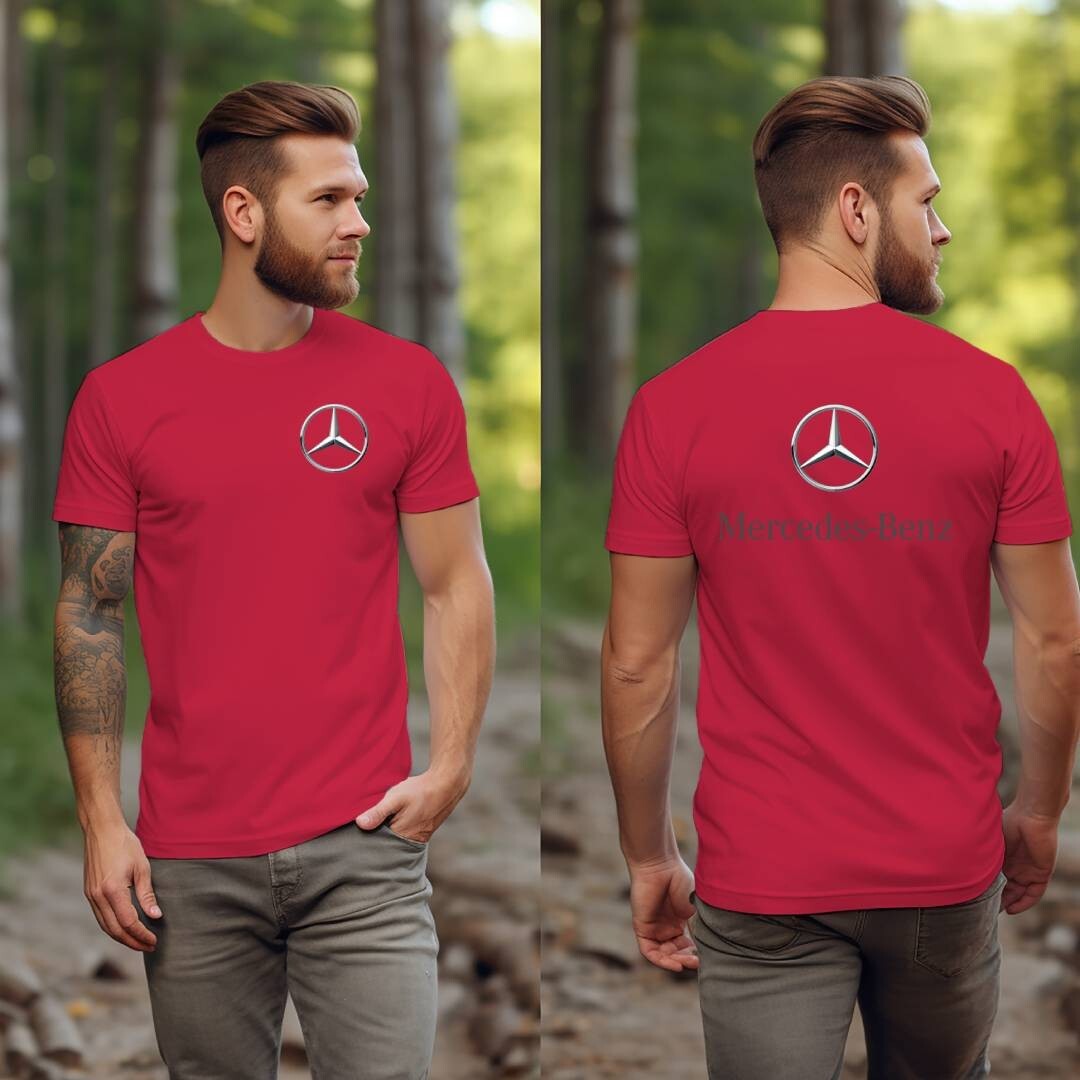 Mercedes Benz Motor Thsirt AMG Red Tee Front and Back Gildan Unisex T-Shirt