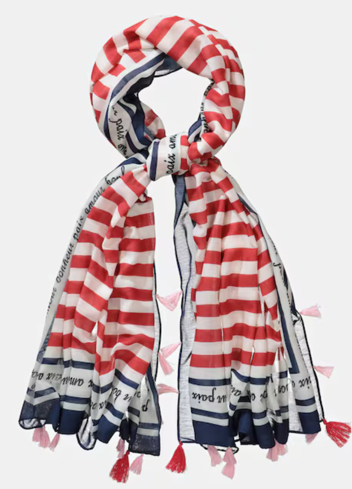 Ulla Popken Soft Viscose Paris Scarf One Size Unisex Striped NWT