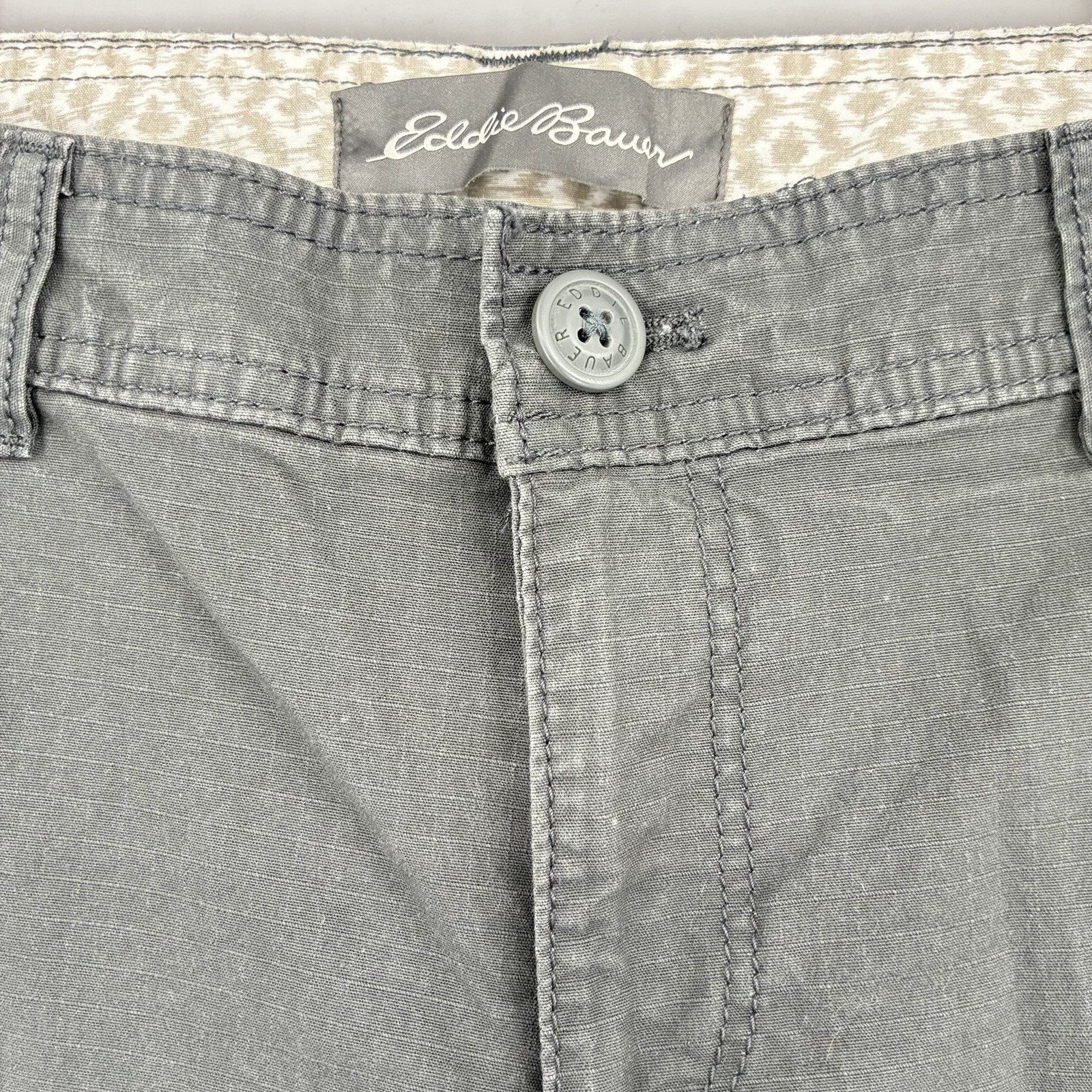 Eddie Bauer Pants Womens 10 Gray Cargo Hiking Crop Capri Pockets