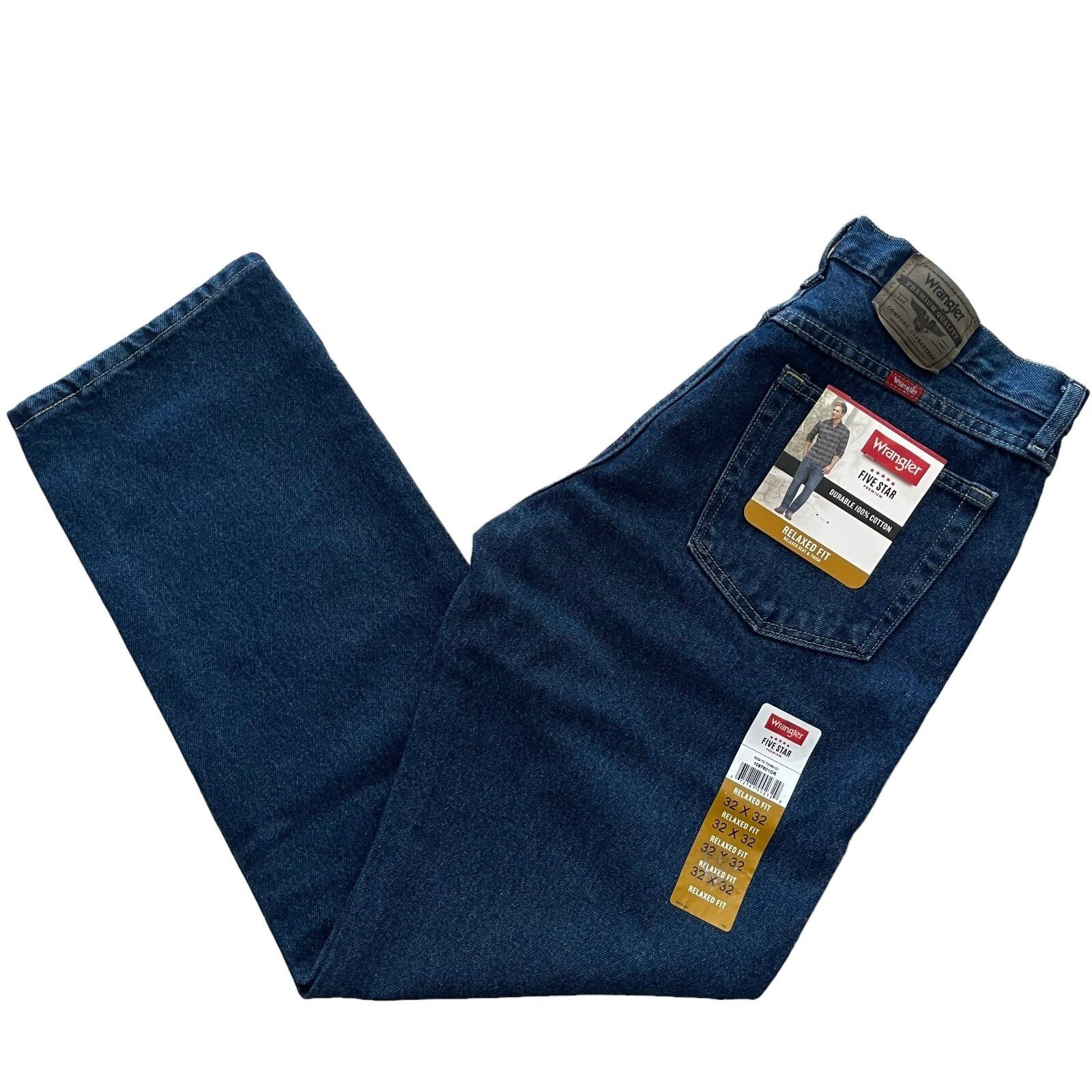 Wrangler Men’s Five Star Premium Denim Straight Relaxed Fit Jeans Big and Tall