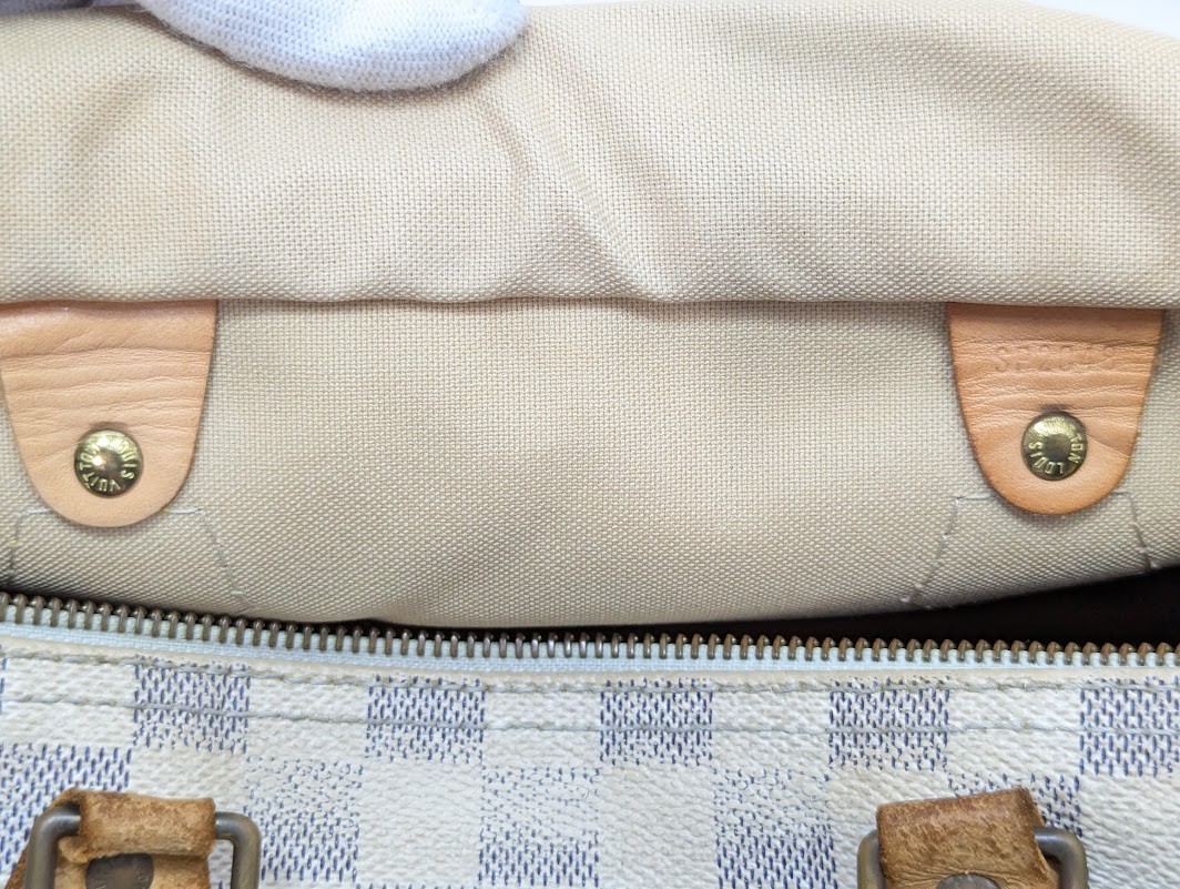 LOUIS VUITTON Damier Azur Speedy 30 White Hand Bag N41533 SP2048 Authentic LV