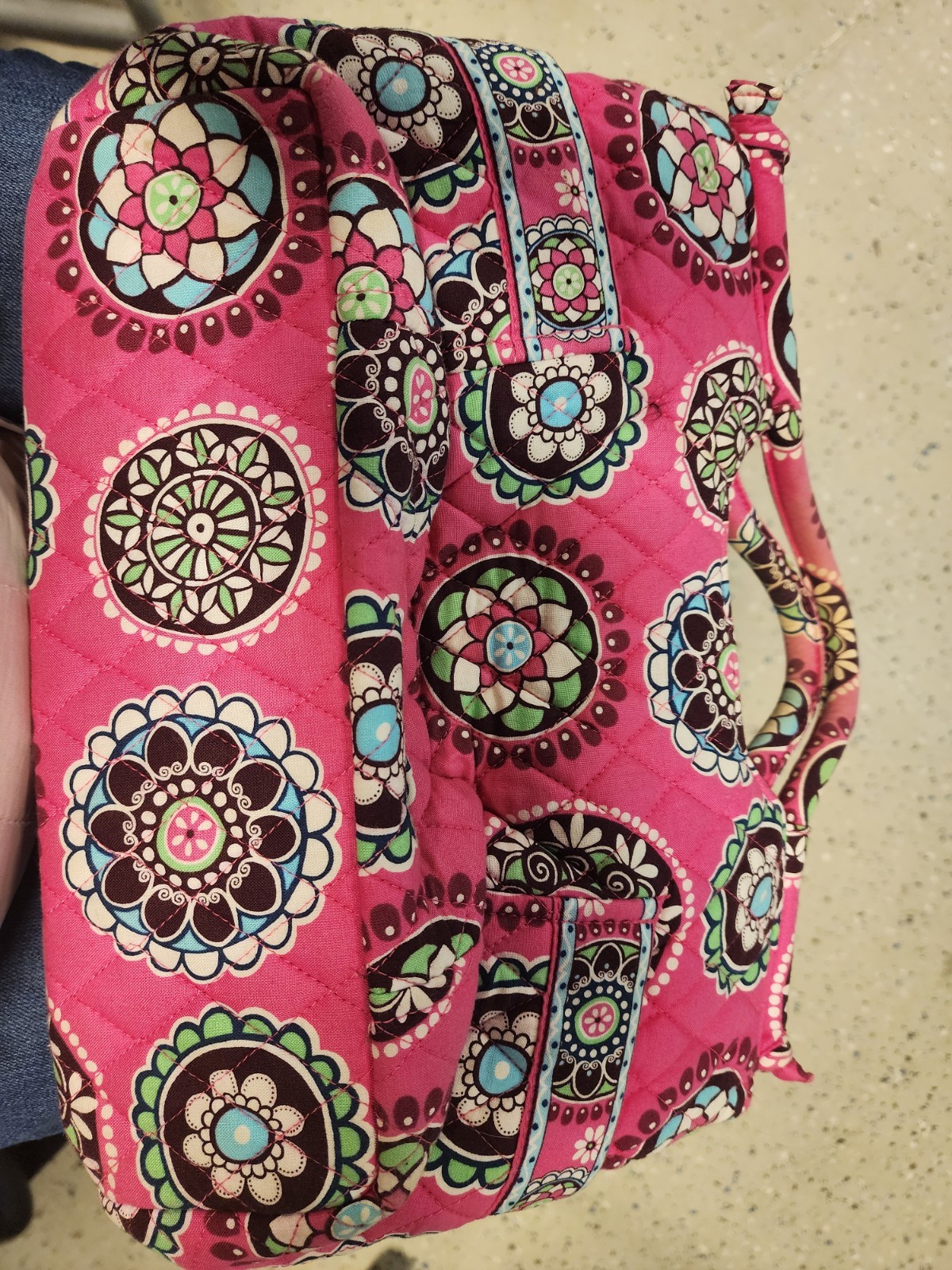Vera Bradley Pink Multicolor Quilted Floral Tote Bag Zip Closure Inner Pockets