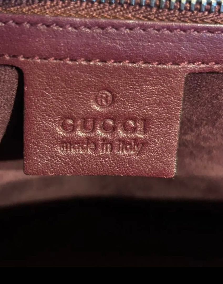 New GUCCI Bamboo Handbag Leather Bordeaux Wine Red Gift Present 0611b