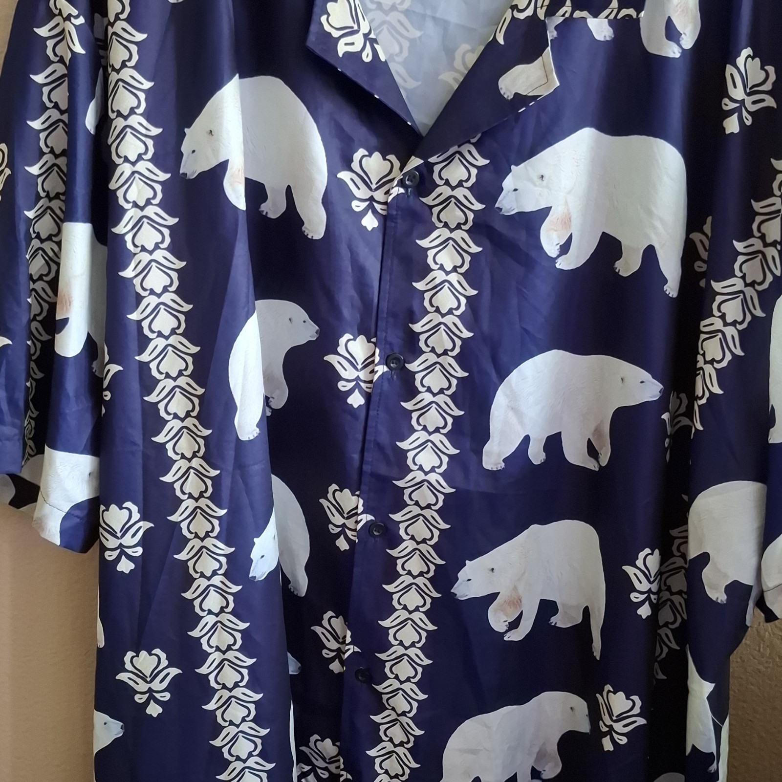 Women’s Blue/White Polar Bear Animal Print V-Neck Blouse Plus Size 5XL