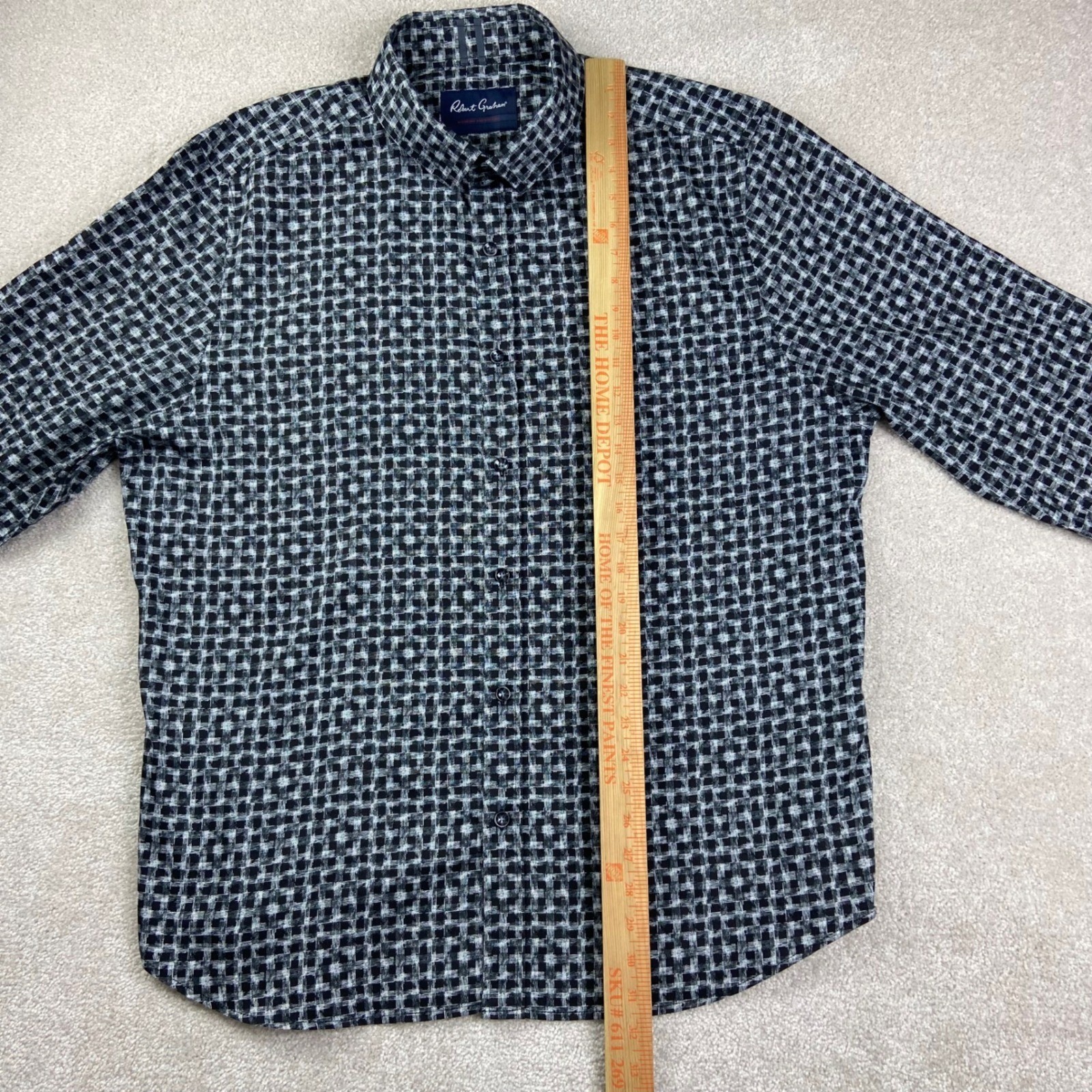 Robert Graham Button Down Shirt Mens 3XL Black White Grid Tailored Fit